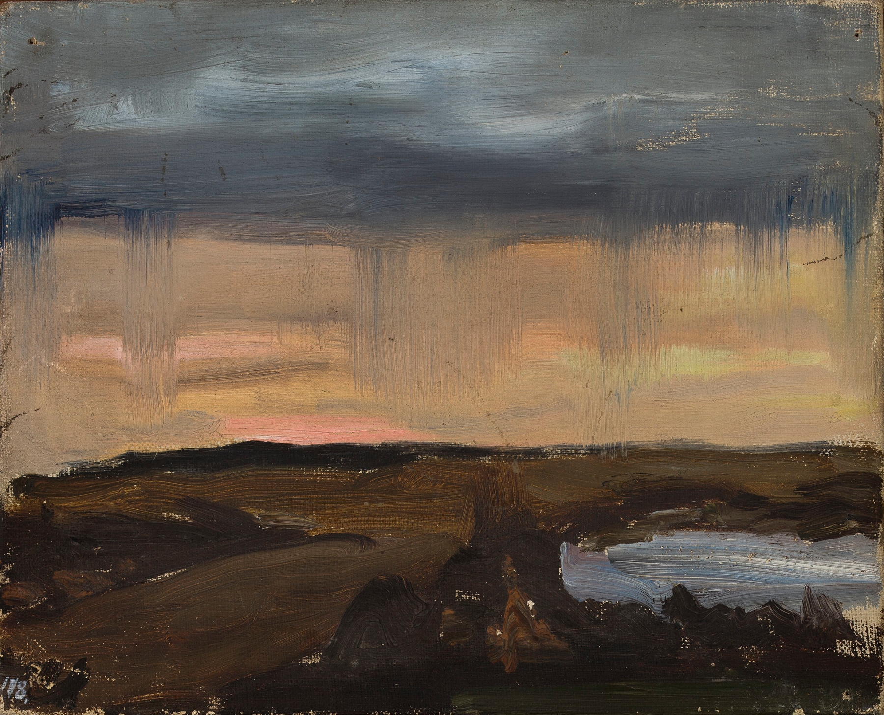 Rain – impressions from the train by Jan Ciągliński, impressionism, landscape
