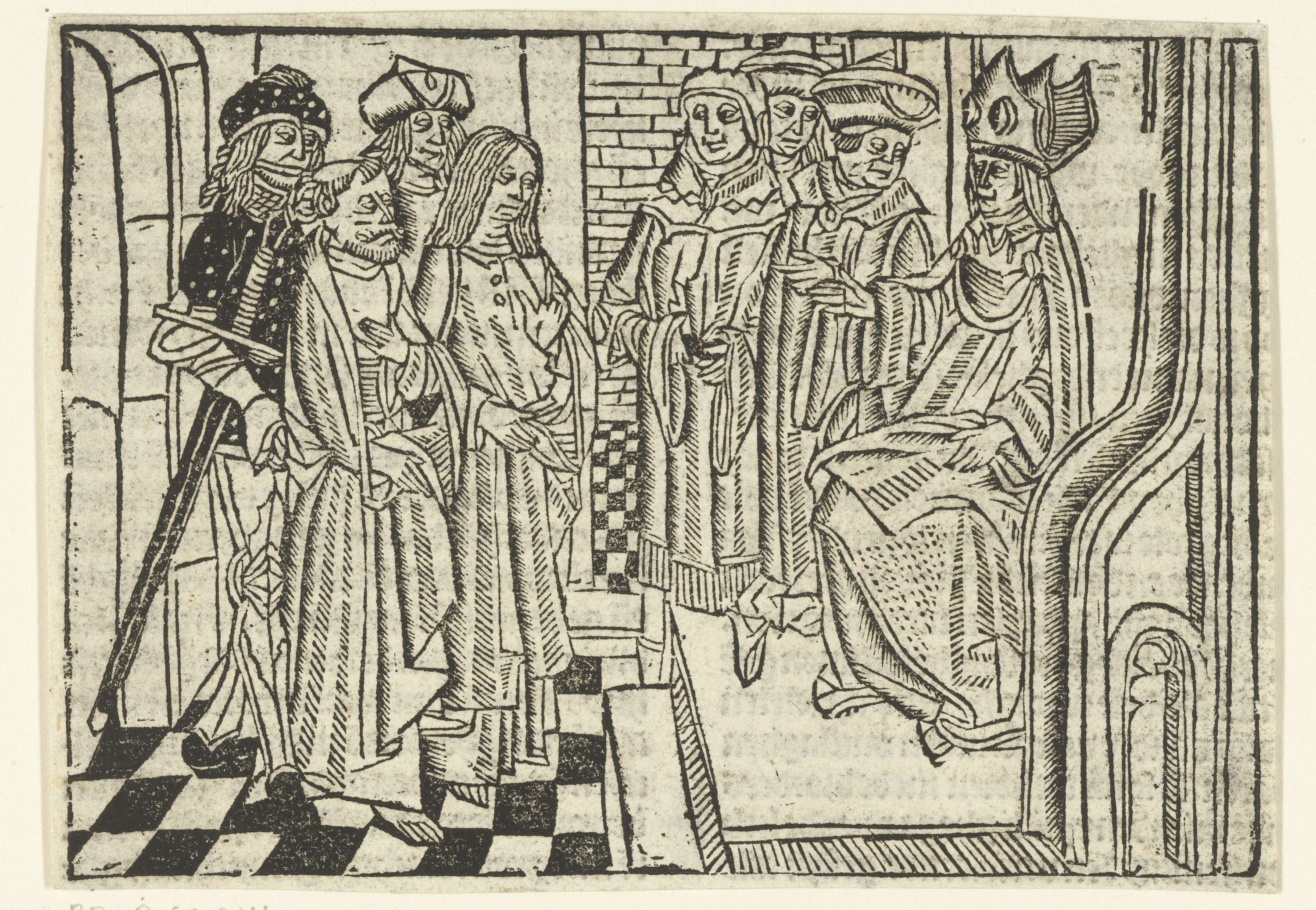 Petrus en Johannes de evangelist voor de hogepriester, paper, Master of Delft