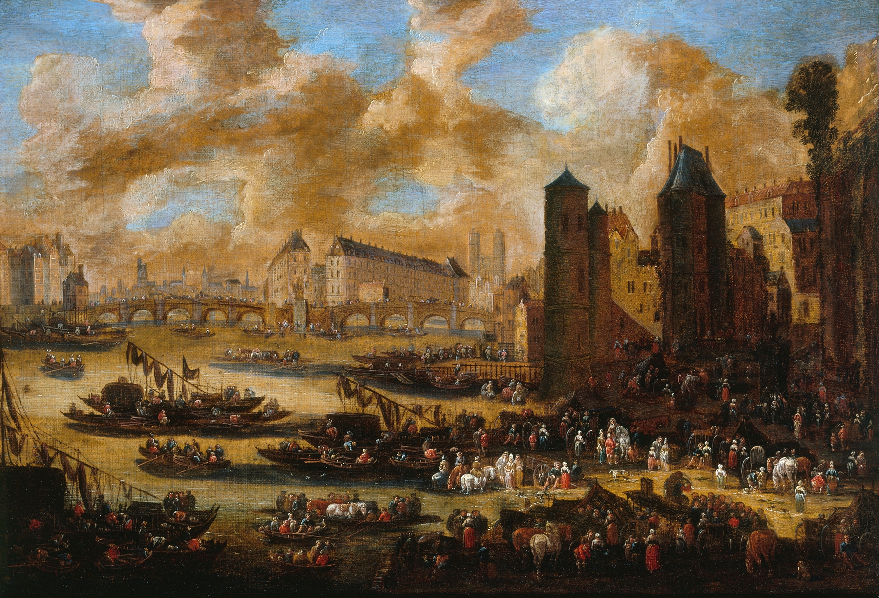 Le Pont-Neuf, la Cité, la Tour et la Porte de Nesle by Pieter Casteels, oil on canvas