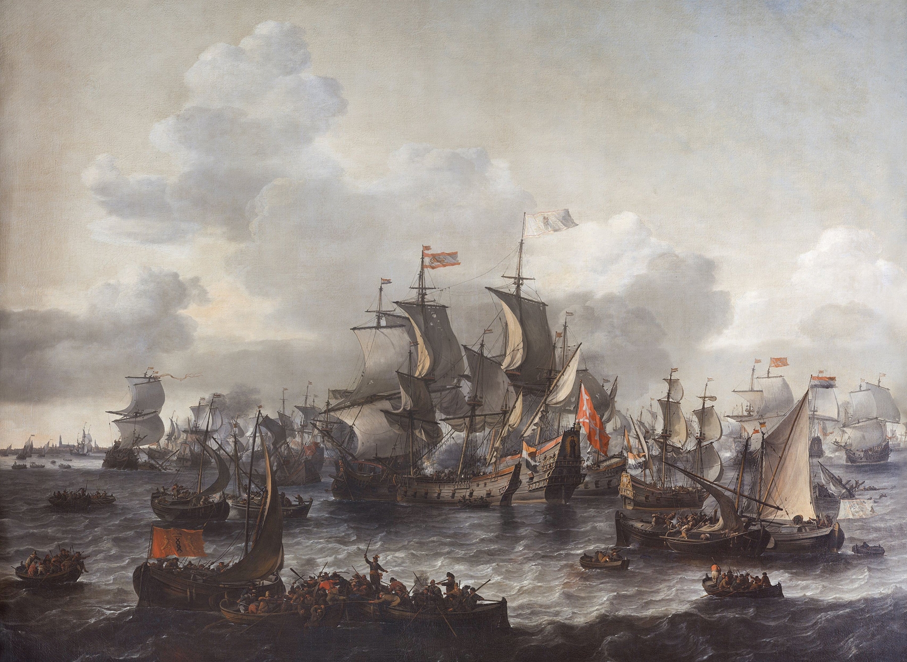 Marine scene of The Battle of the Zuider Zee, 1573 by Jan Theunisz. Blanckerhoff, oil painting