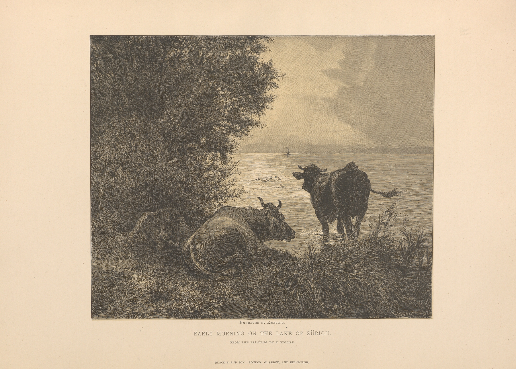 F.‎ ‎Koller – Early‎ ‎Morning‎ ‎on‎ ‎the‎ ‎Lake‎ ‎of‎ ‎Zurich, by Theodor Gsell Fels, public domain