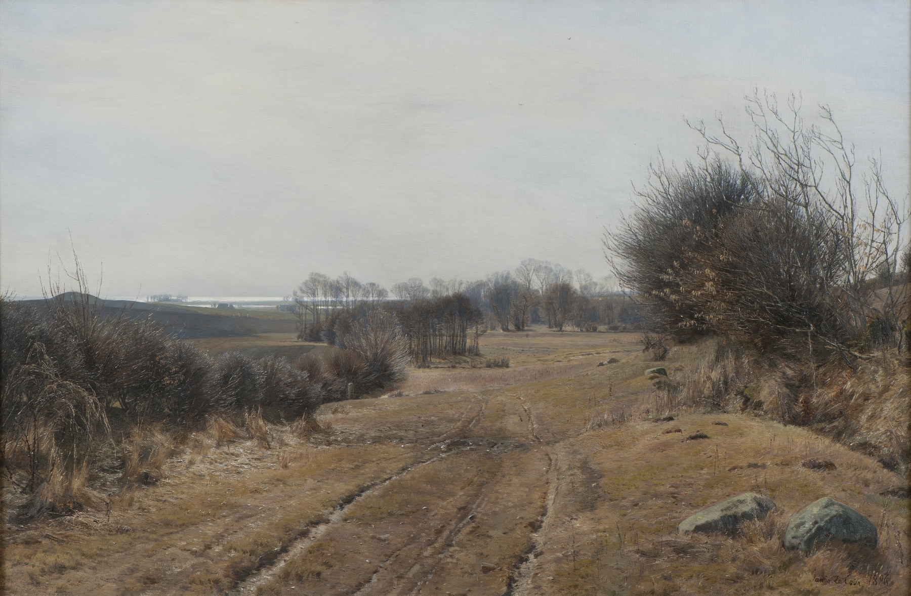 Landscape with a winding path through a forest, Post-Impressionism by Janus la Cour