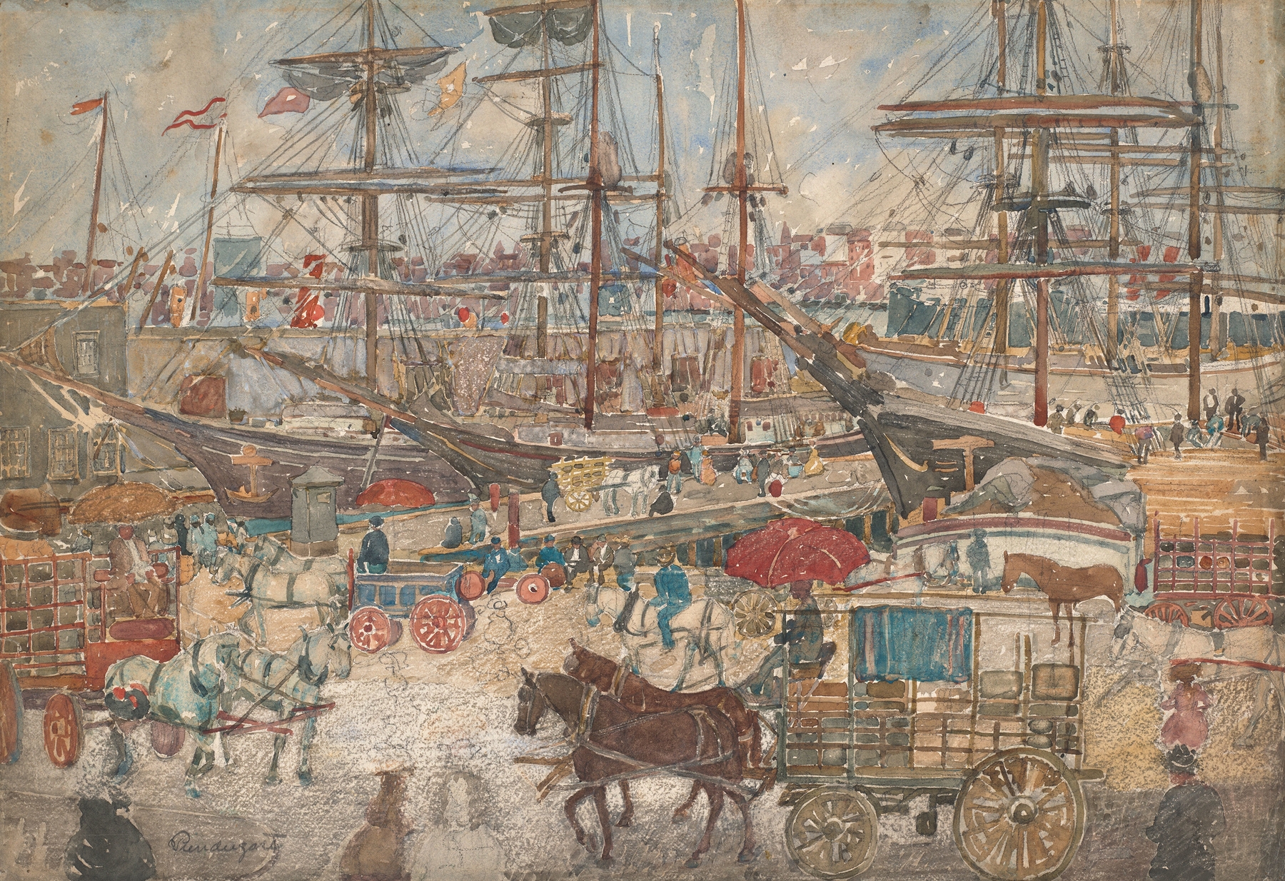 Docks,East Boston, by Maurice Prendergast, public domain