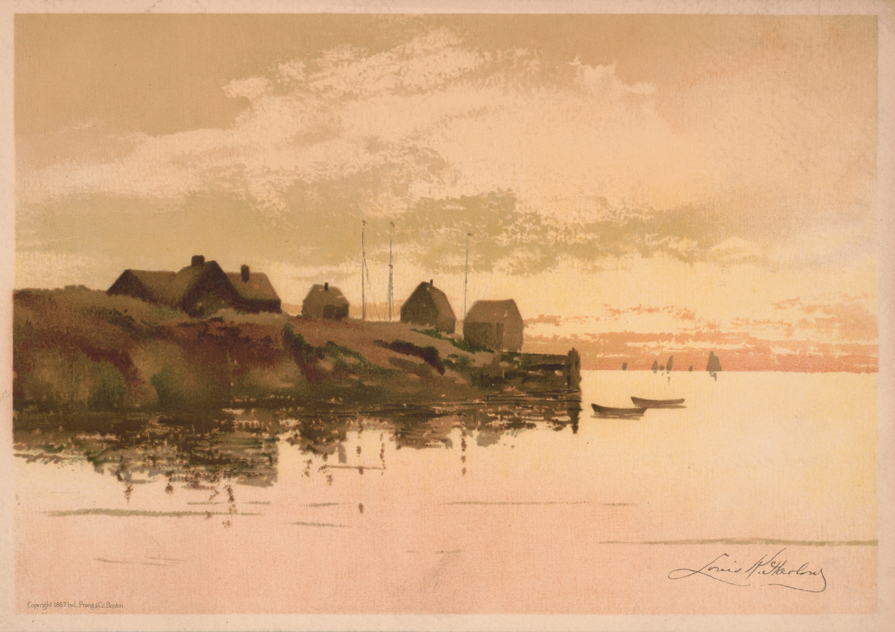 Coastal landscape with ocean waves and trees by Louis Kinney Harlow, oil on canvas
