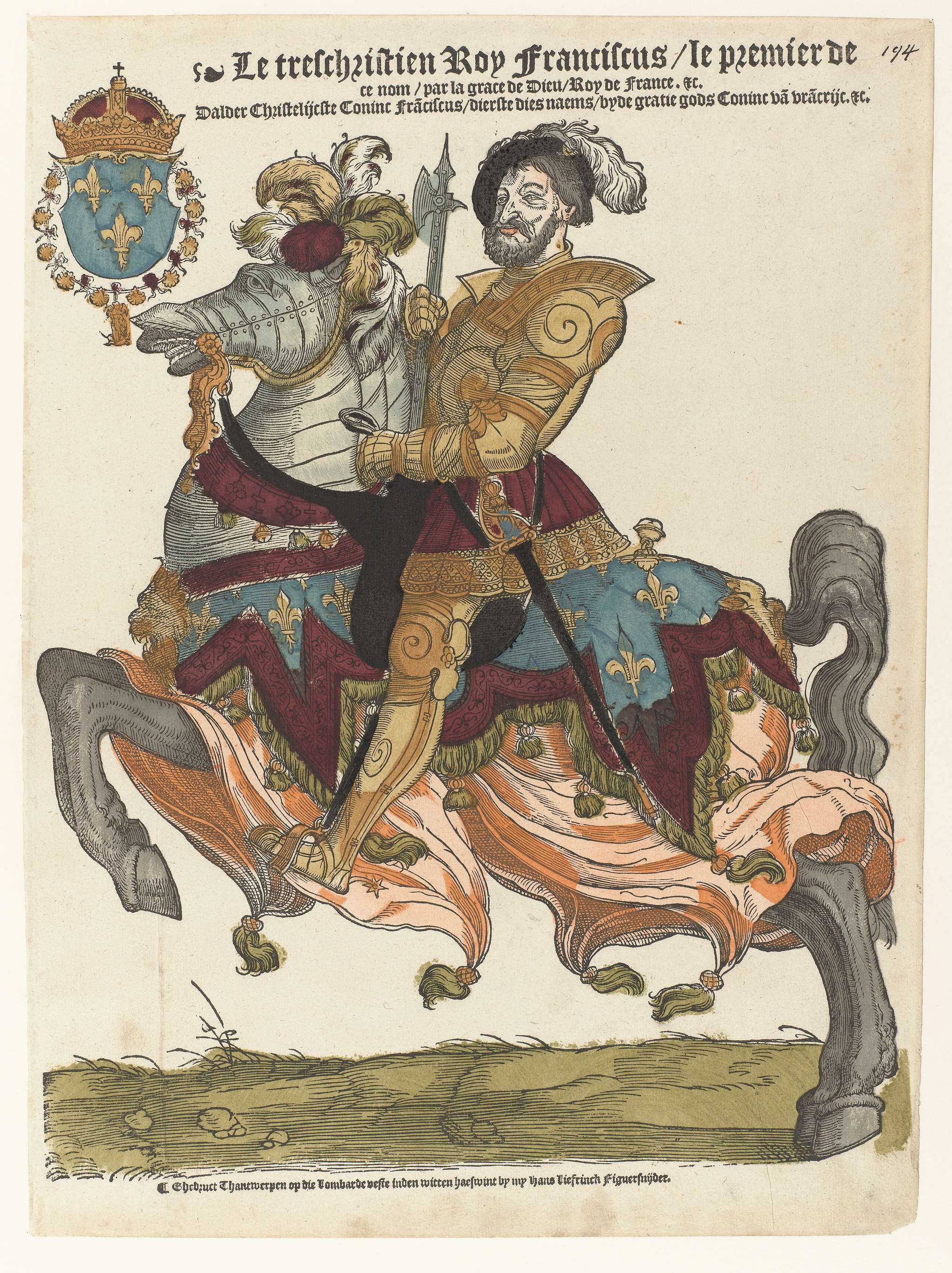 Portrait of Frans I on horseback, oil painting by Hans Liefrinck