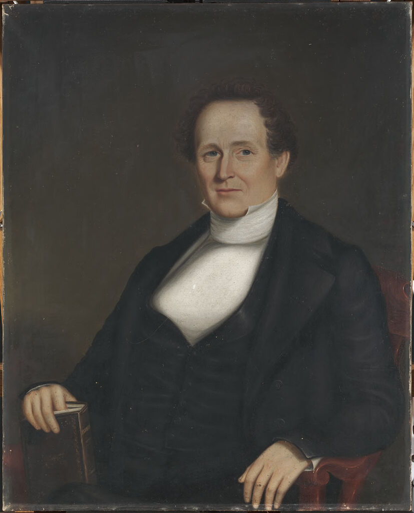 Portrait of a reverend with contemplative expression, oil on canvas by William Rimmer