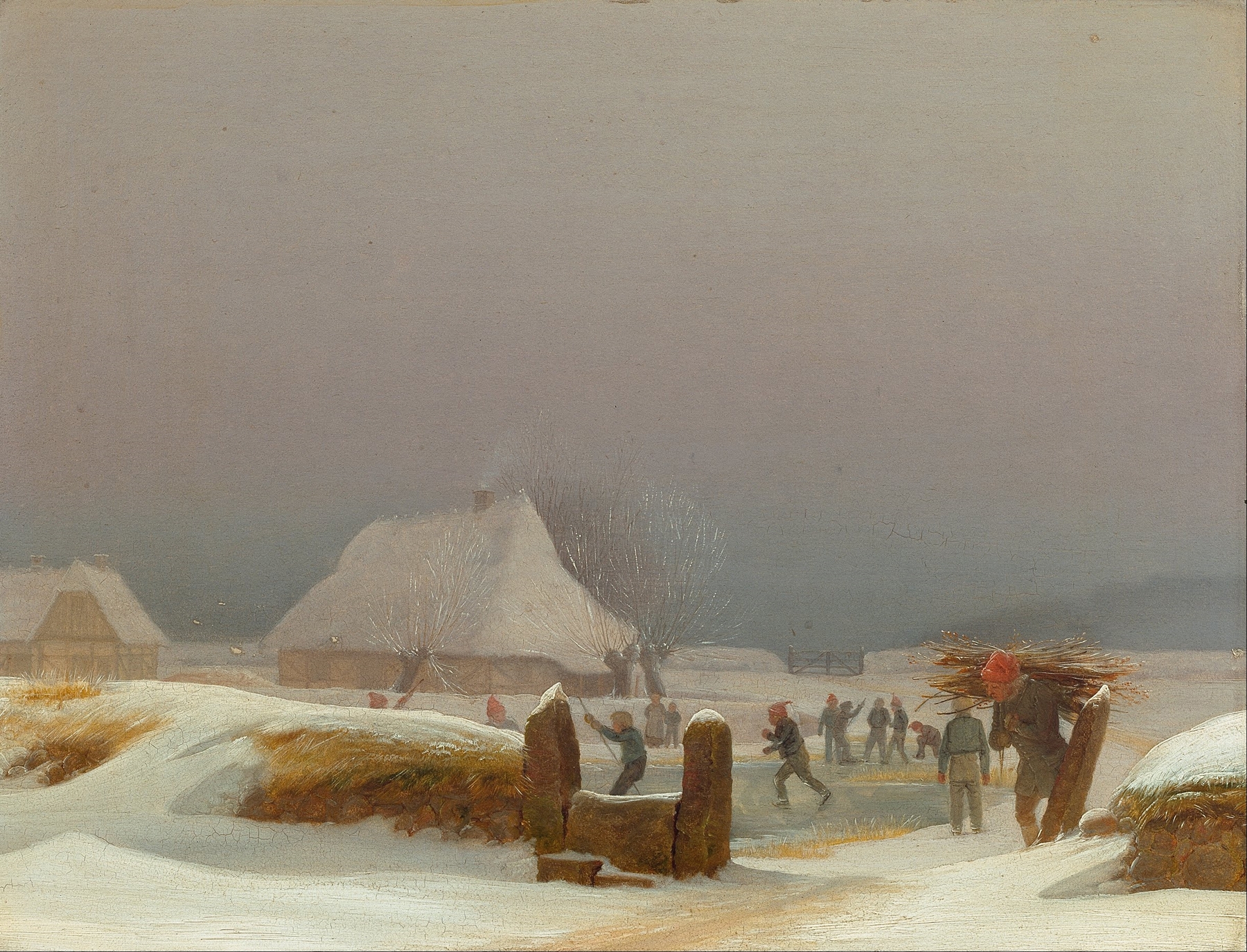 Winter landscape with snow and bare trees, oil on canvas by Wilhelm Bendz