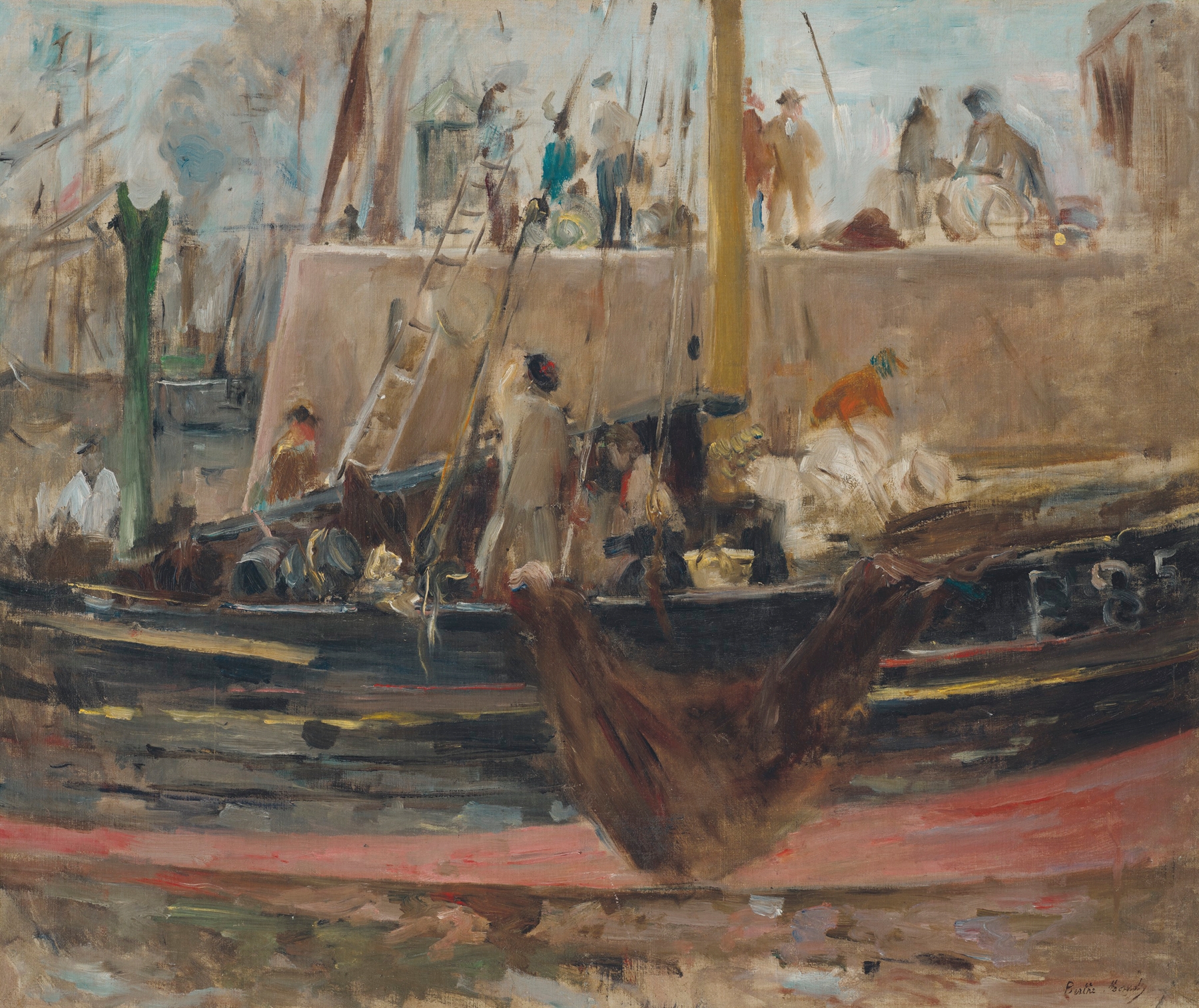 Boats at quay, by Berthe Morisot, public domain