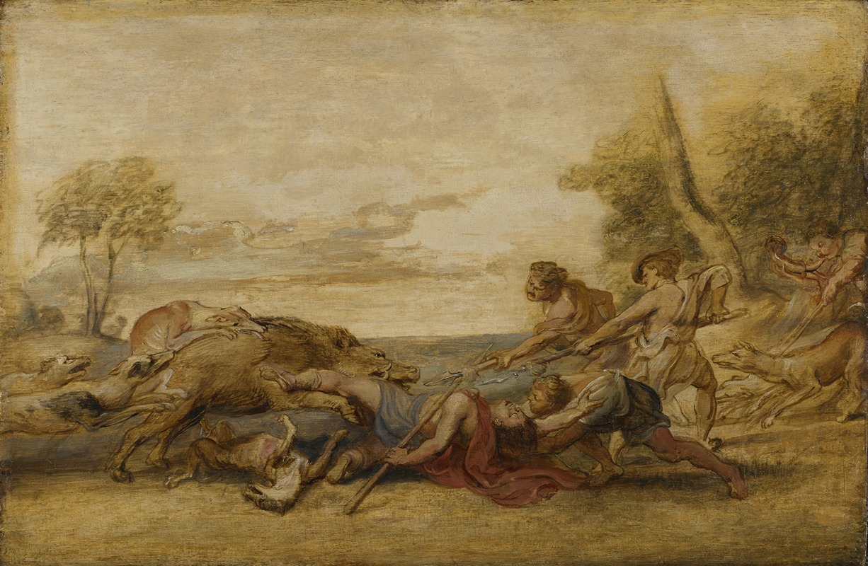 Peter Paul Rubens' *Death of Adonis* depicts the tragic moment of Adonis' demise.