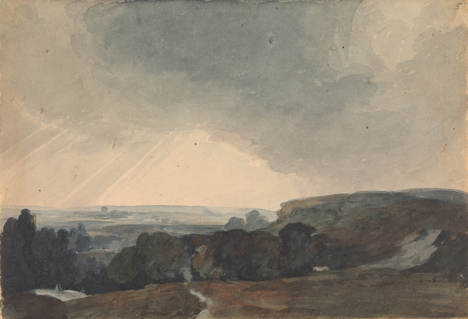 Landscape Scene From Hilltop, Looking into Sunlit Valley, by Thomas Sully, public domain