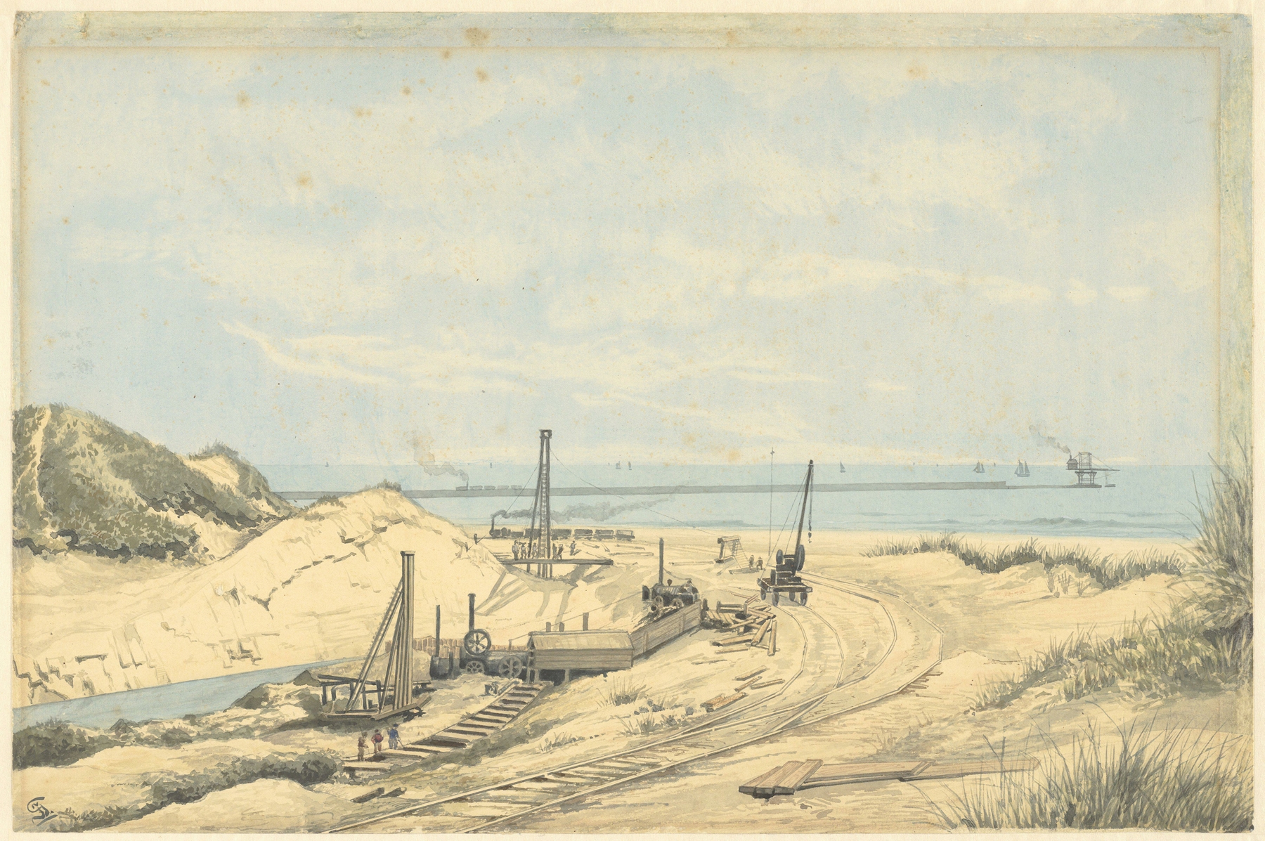 De aanleg van het Noordzeekanaal te IJmuiden, by Johan Conrad Greive, public domain