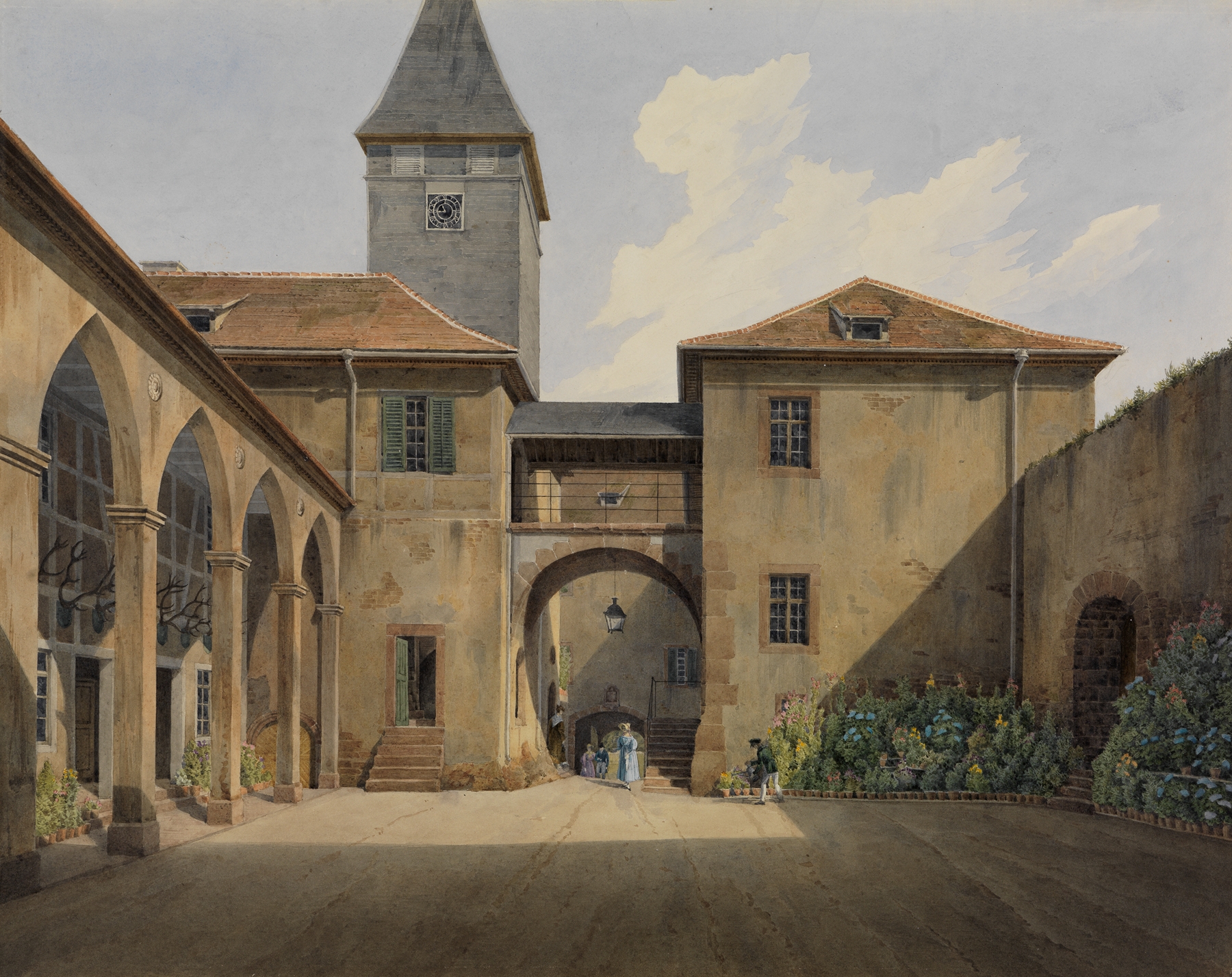 Blick in den Innenhof von Schloss Eberstein, by Carl Ludwig Frommel, public domain