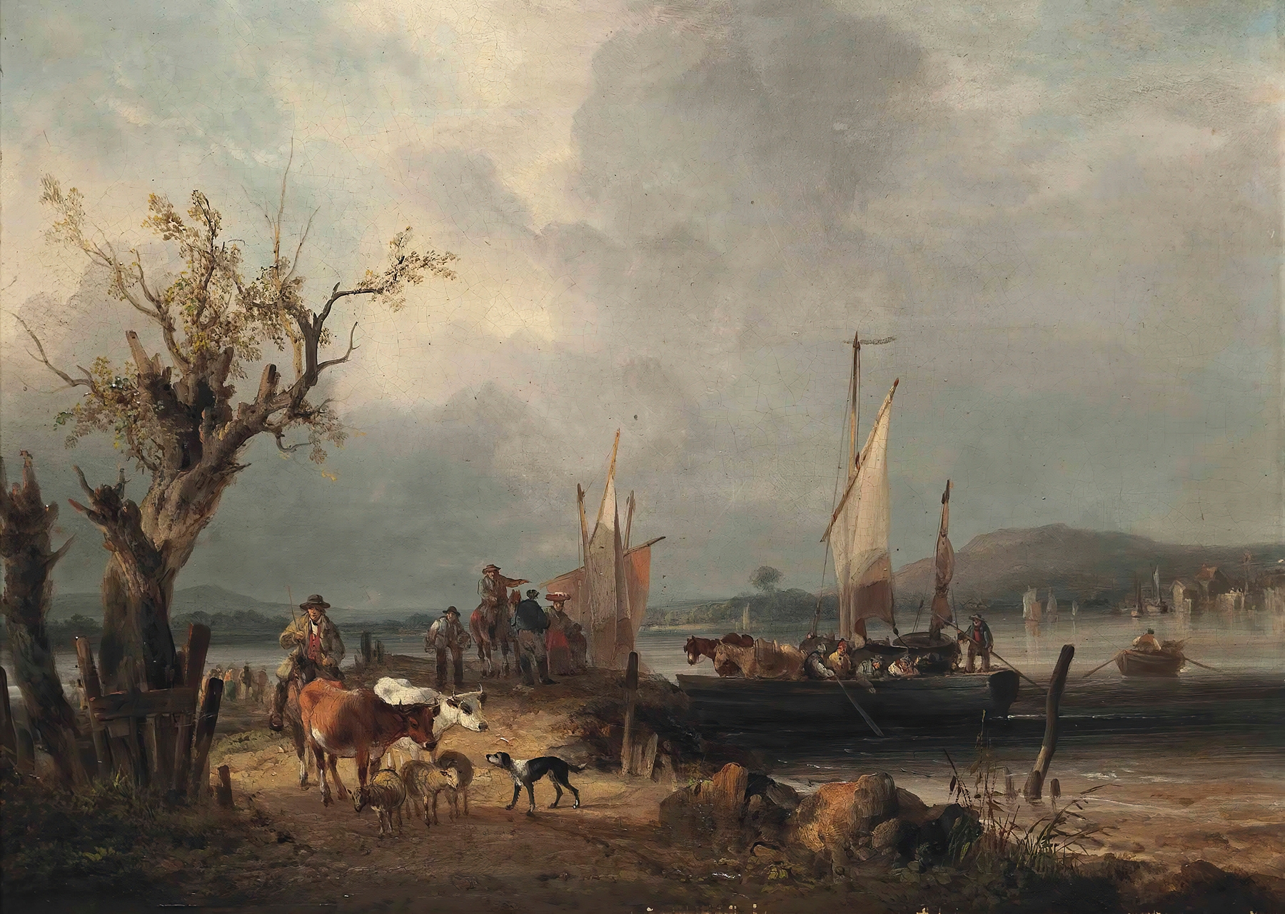The Landing Stage, by William Shayer, public domain