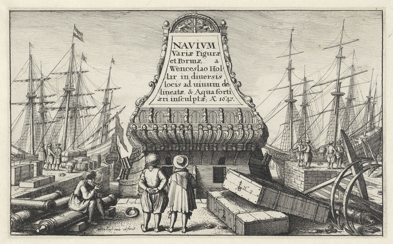 An illustration by Wenceslaus Hollar depicting various ship designs.