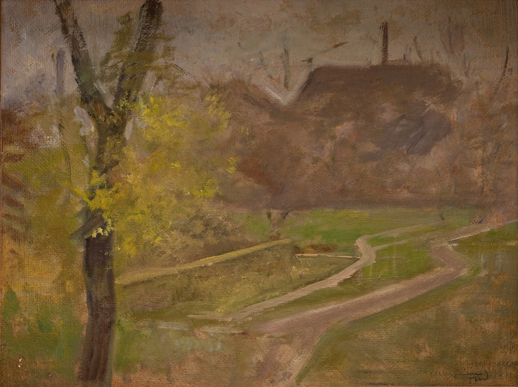 The Garden of Institution des sourds-muets, oil on canvas by Ludvig Find, featuring children in a vibrant garden.