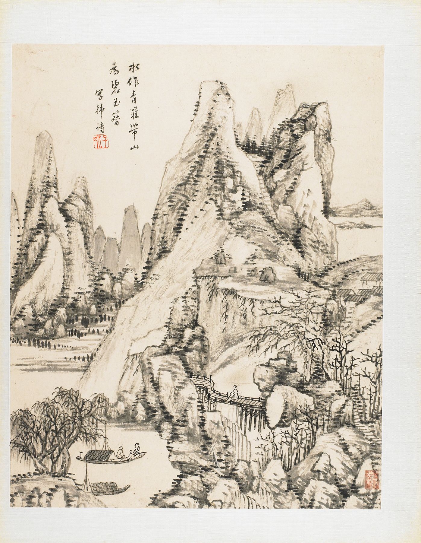 Landscape by Wang Chen, Chinese Traditional, depicting foliage and light.