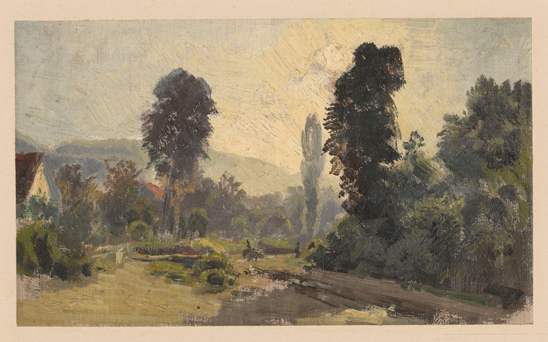 A country road in Pełcznica by Adolf Dressler, oil painting depicting a serene landscape