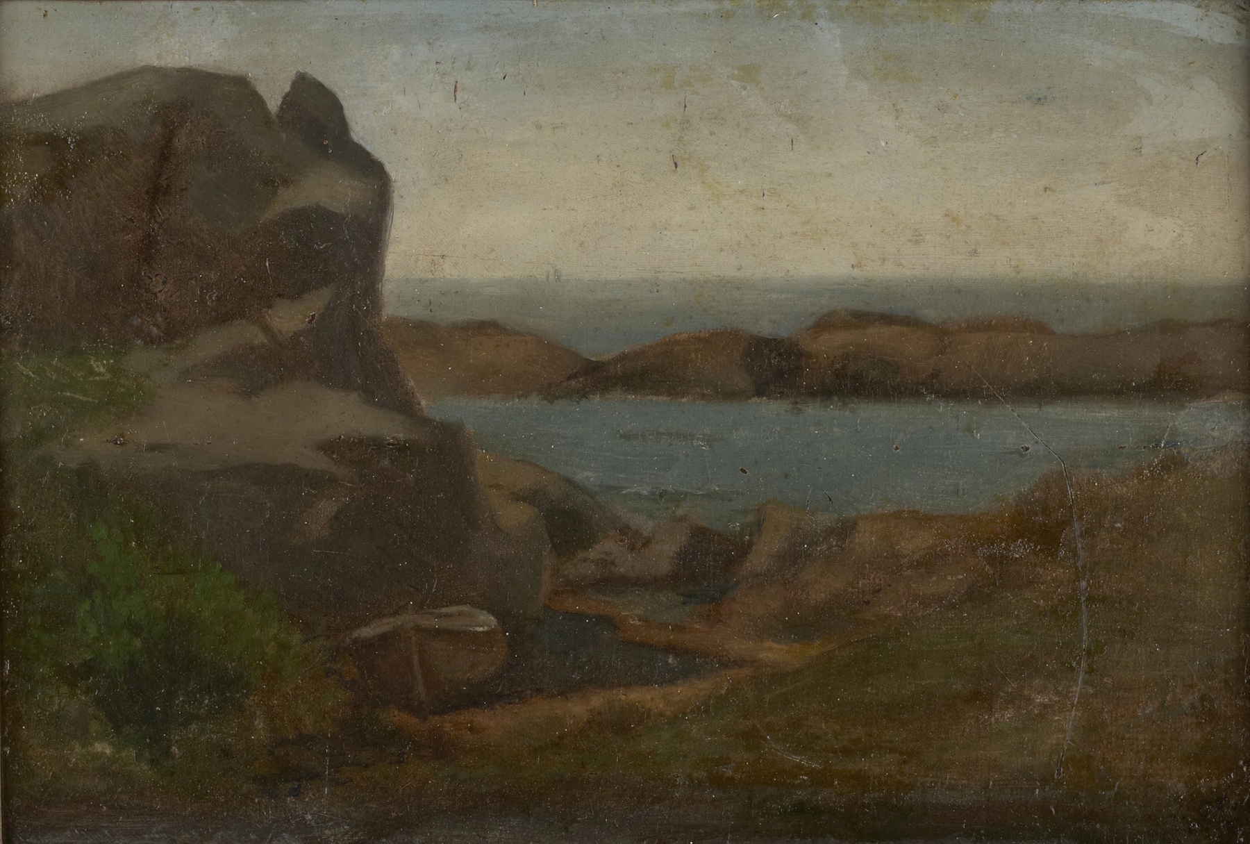 Marine scene of Old Boathouse Beach by John La Farge, oil painting