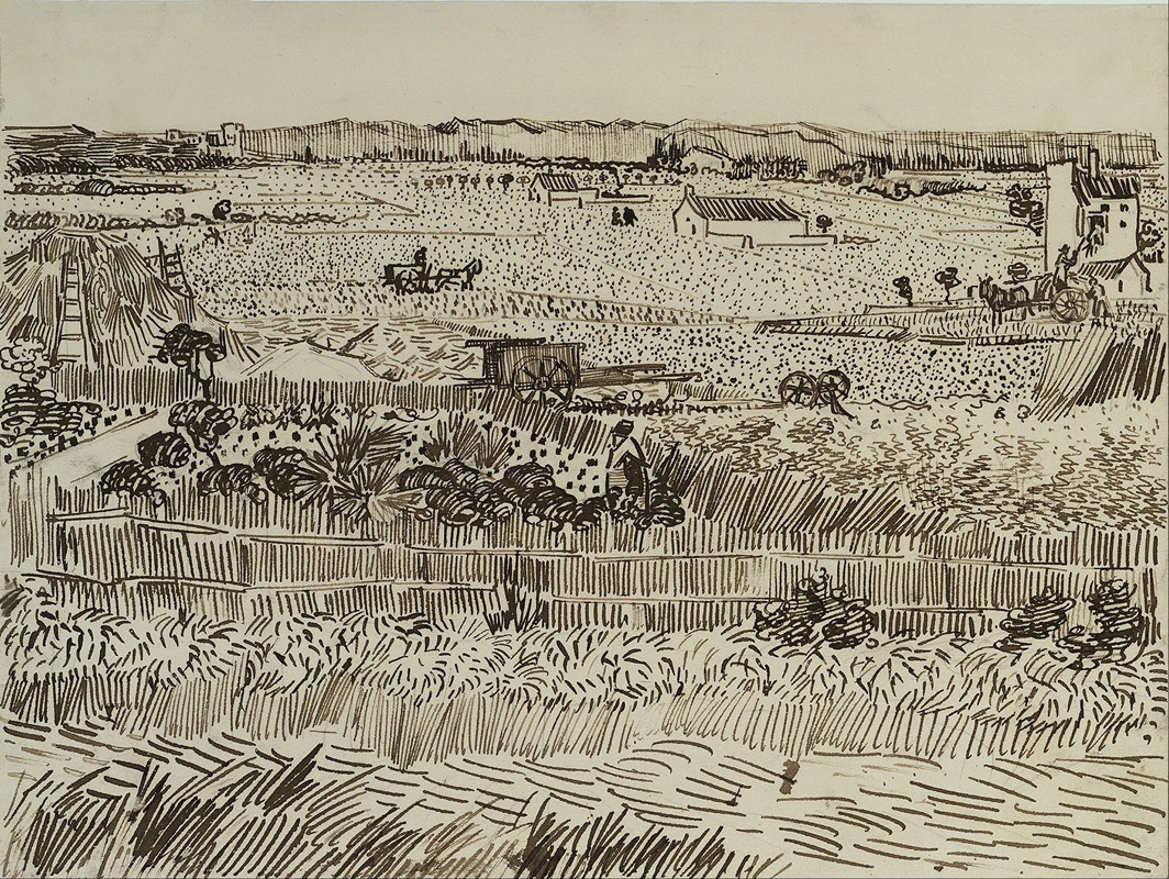 Vincent van Gogh's 'The Harvest' showcases a vibrant rural scene.