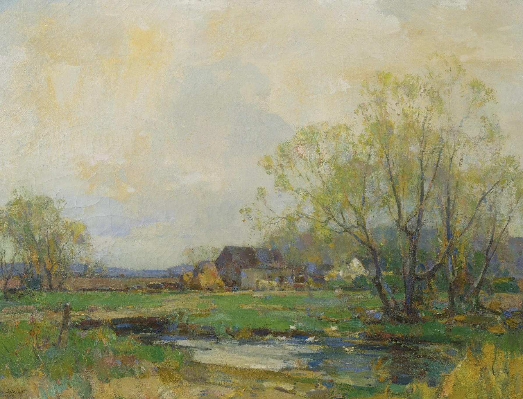 Spring Time by Walter Granville-Smith, oil on canvas, vibrant flowers in bloom