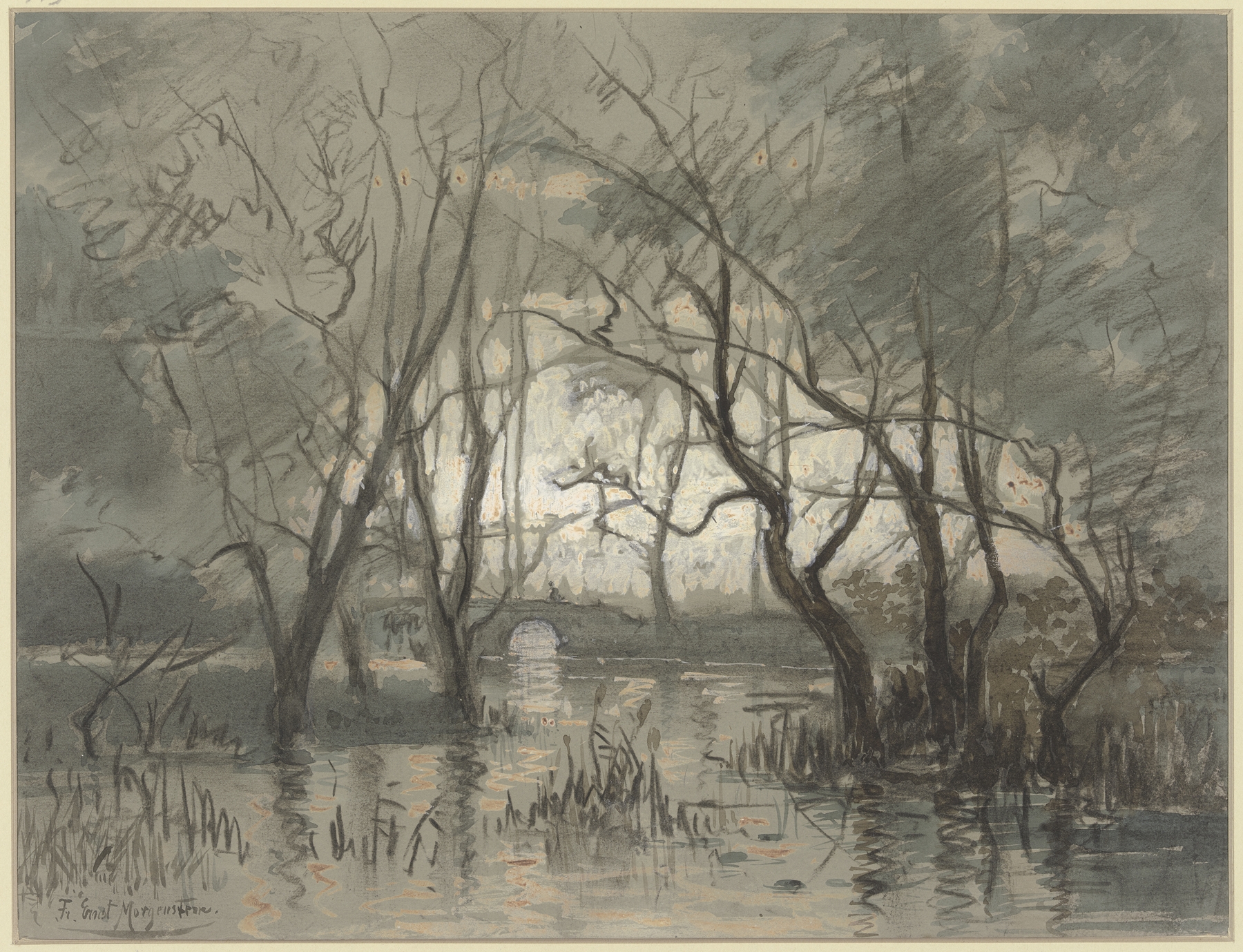 Landscape with swirling clouds and light by Friedrich Ernst Morgenstern