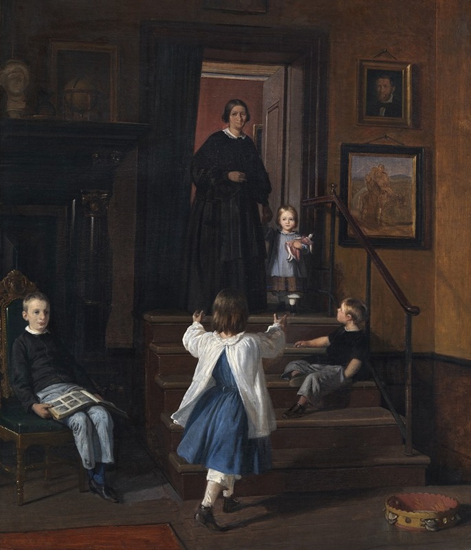 A family scene in an artist's studio, showcasing the intimate environment of creativity.