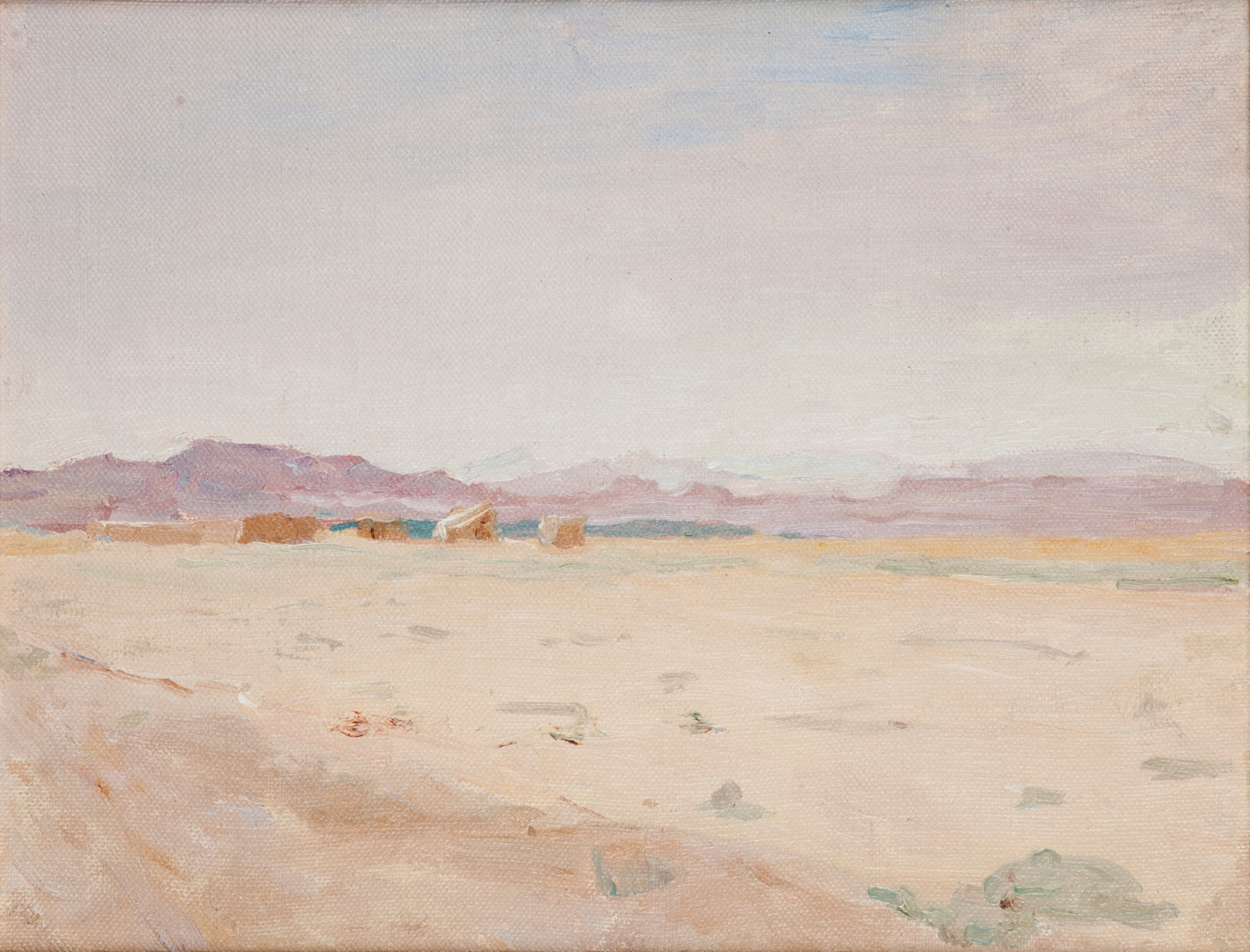 Sahara by Jan Ciągliński, depicting a desert landscape with dunes, oil painting