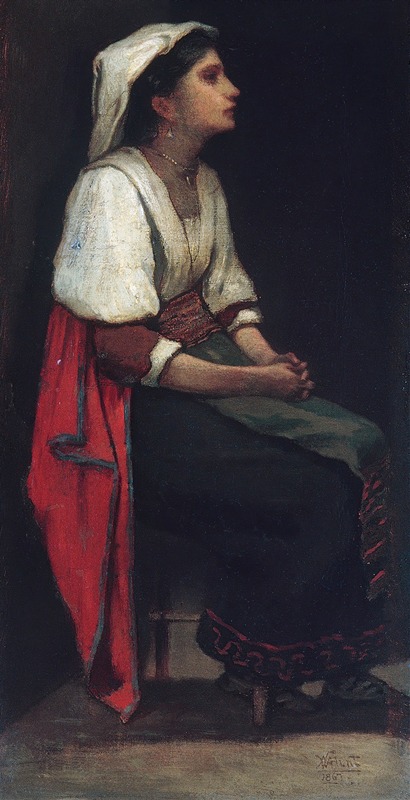 A portrait of an Italian girl by William Morris Hunt.