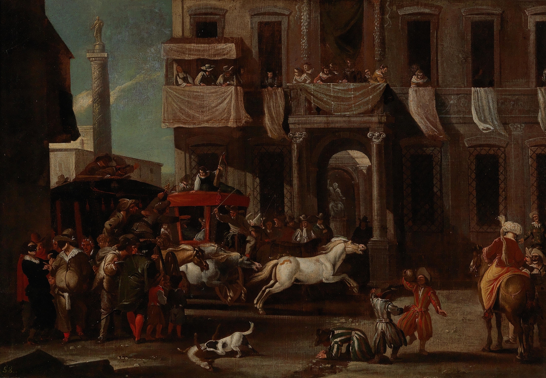 The Race of the Berber Horses, oil on canvas by Jan Miel, depicting horses racing across a landscape.