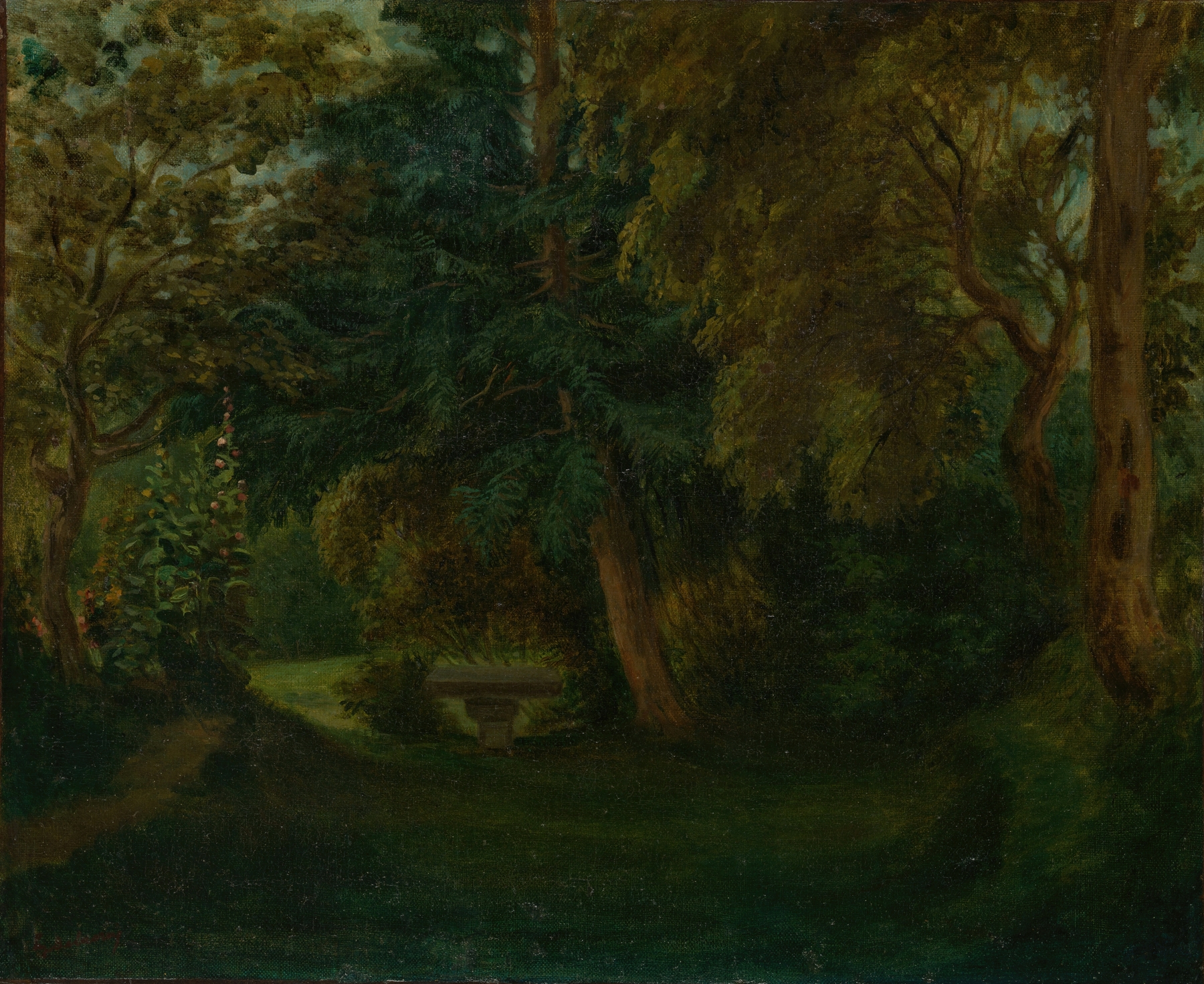 George Sand’s Garden at Nohant, by Eugène Delacroix, public domain
