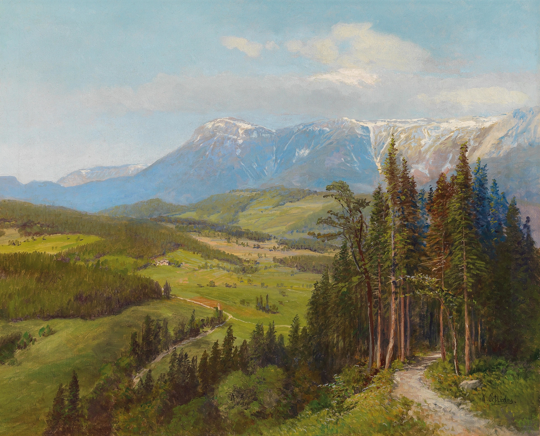 Landscape of the Rax Region by Konrad Petrides, oil painting