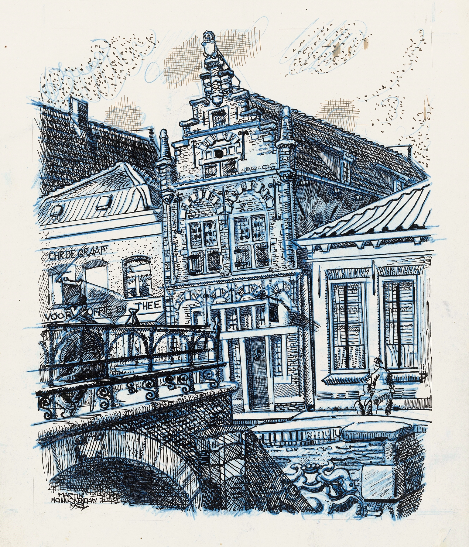 Facade of the Museum te Edam, oil on canvas by Martin Monnickendam
