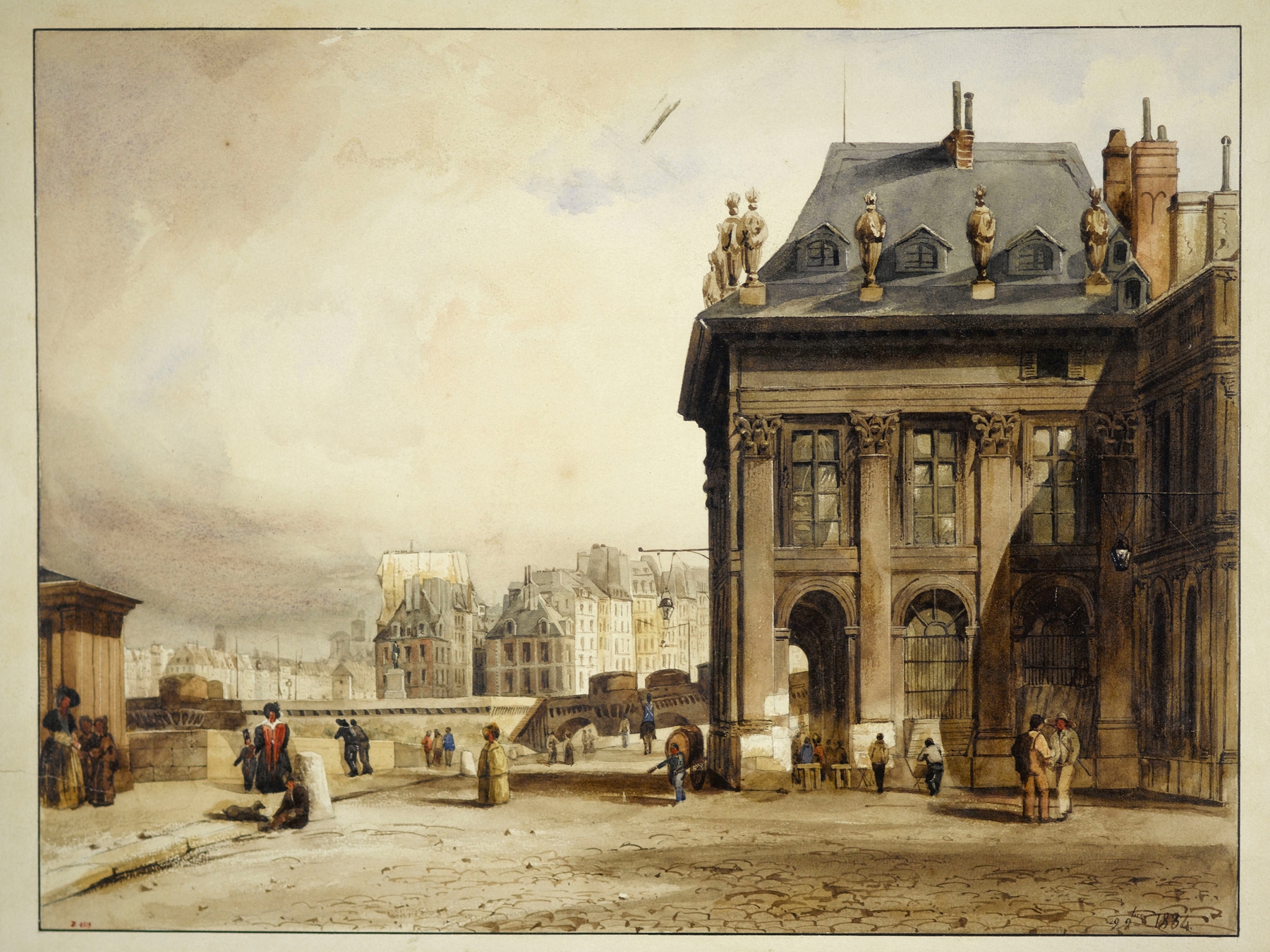 L’Institut; l’aile gauche avec le portique, by Thomas Shotter Boys, public domain