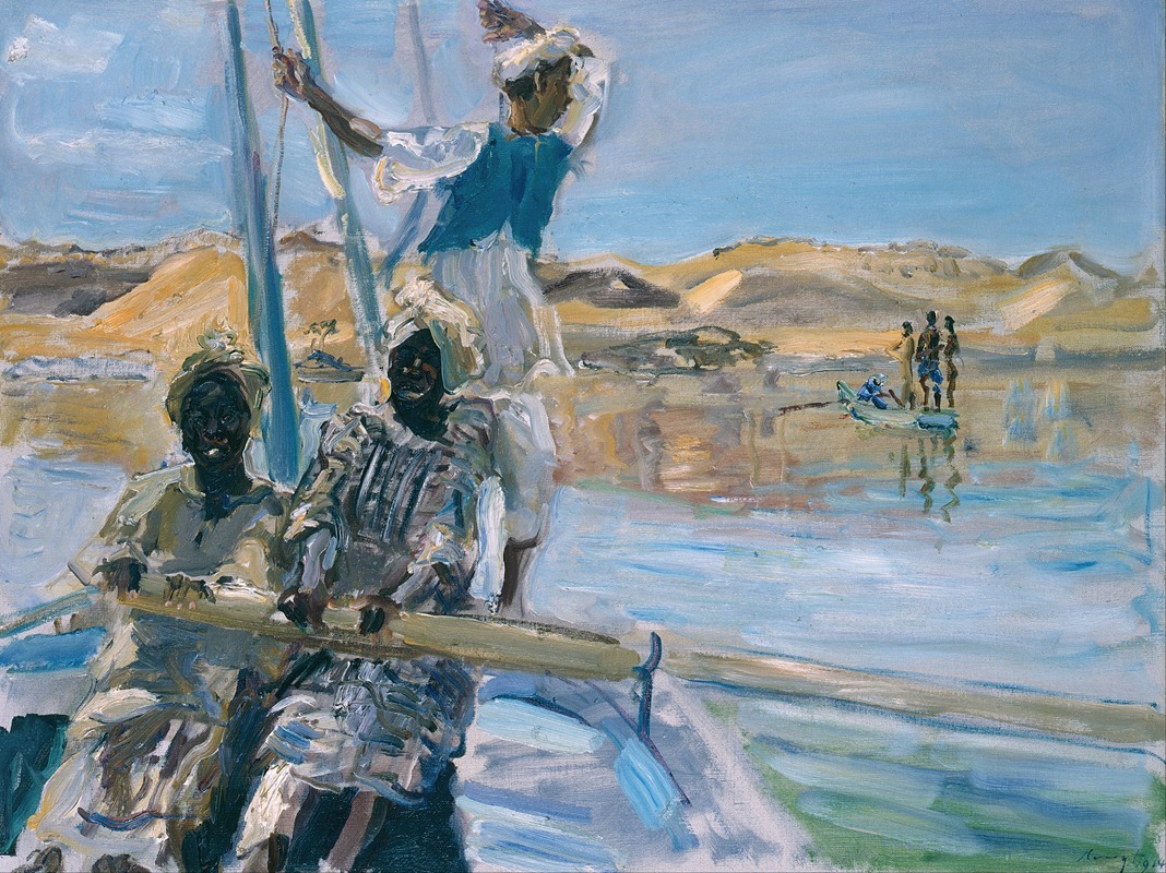 A painting depicting pirates in a dynamic scene.