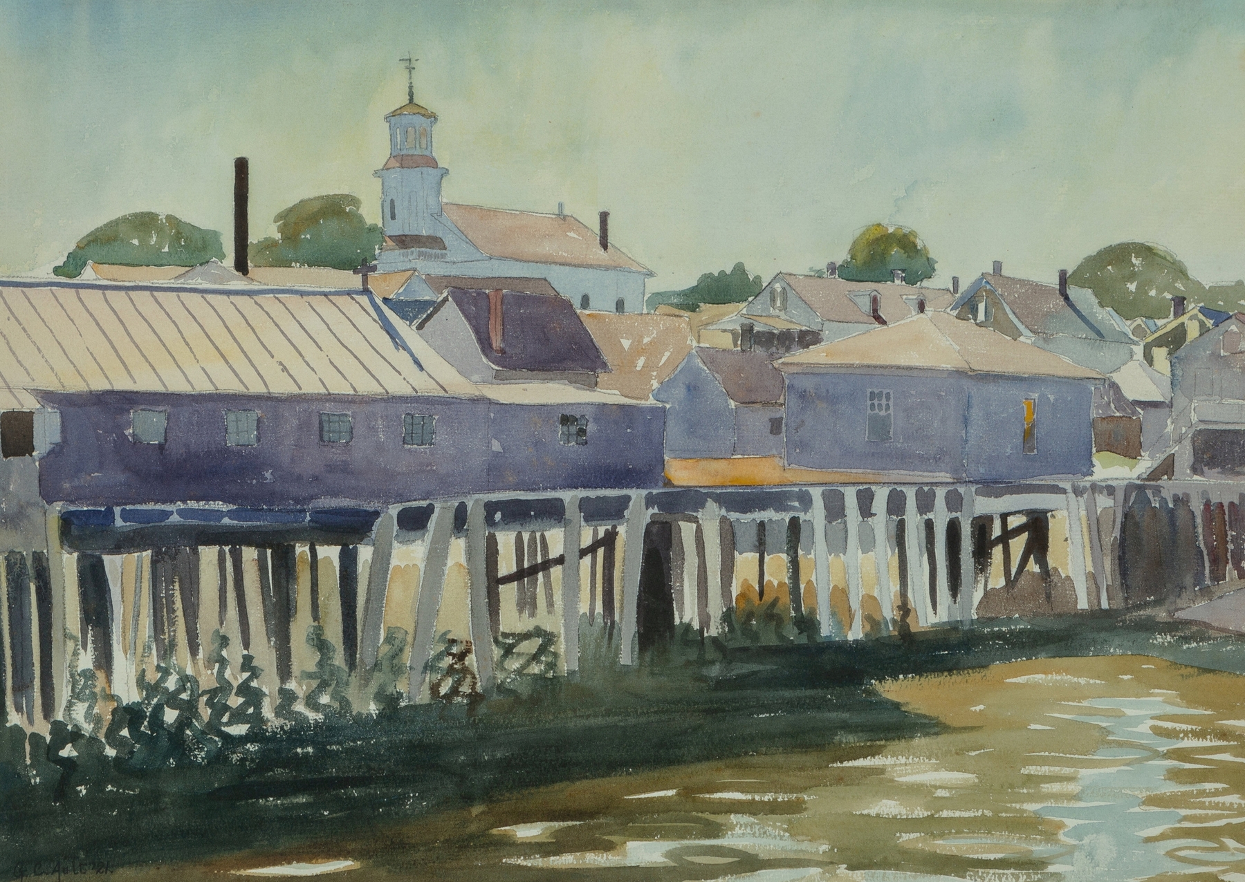 The Wharf, Provincetown by George Copeland Ault, impressionism, marine scene