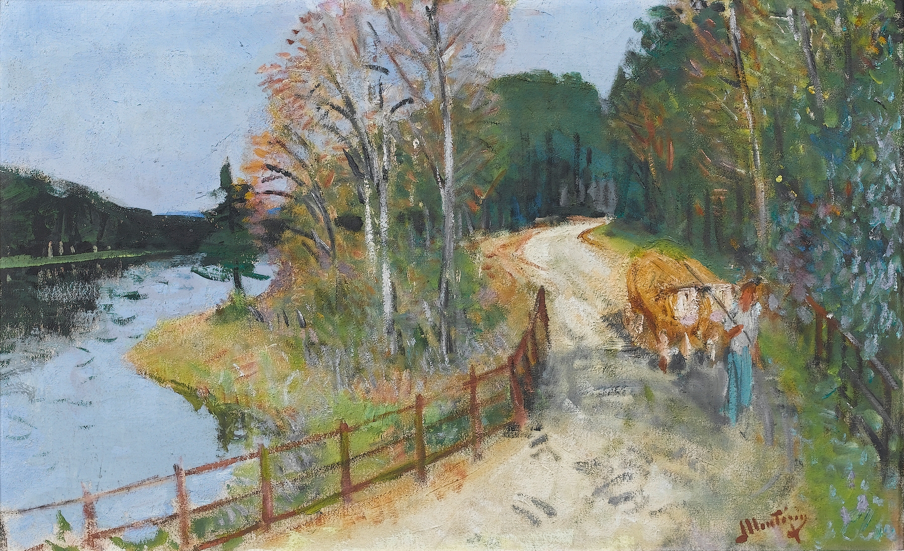 Attelage de Boeufs sur les Bords du Loing, by Pierre-Eugène Montézin, public domain