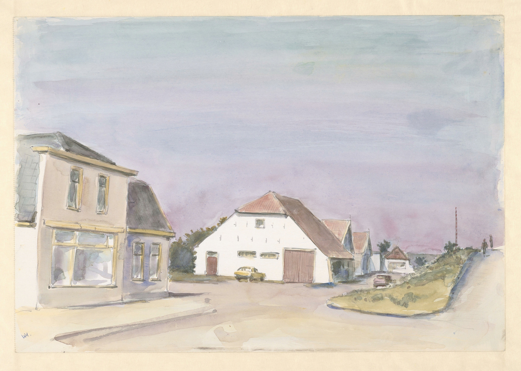 Landscape by Wim Hagemans, modernism, depicting a horizon with muted greens and soft grays.