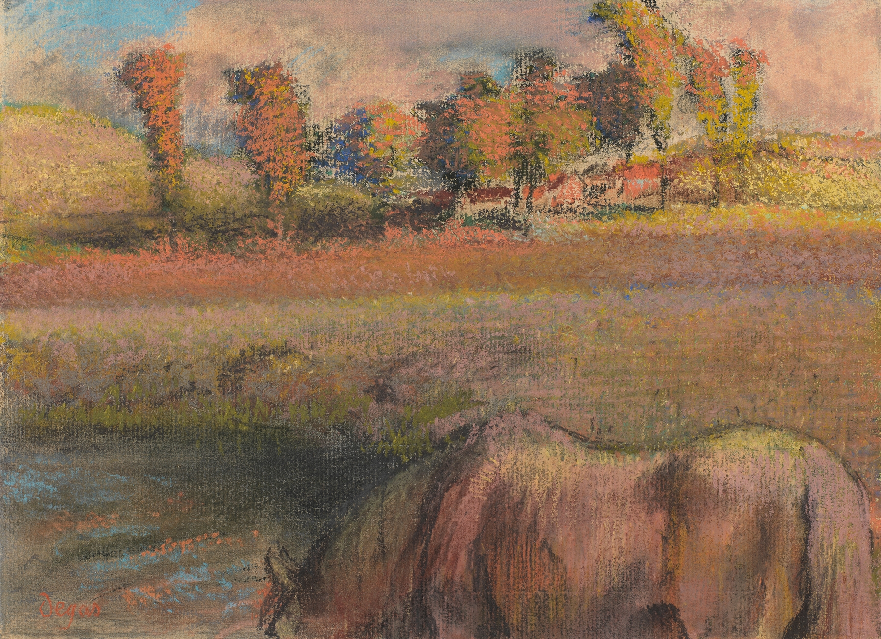Cheval au bord de la mare, by Edgar Degas, public domain