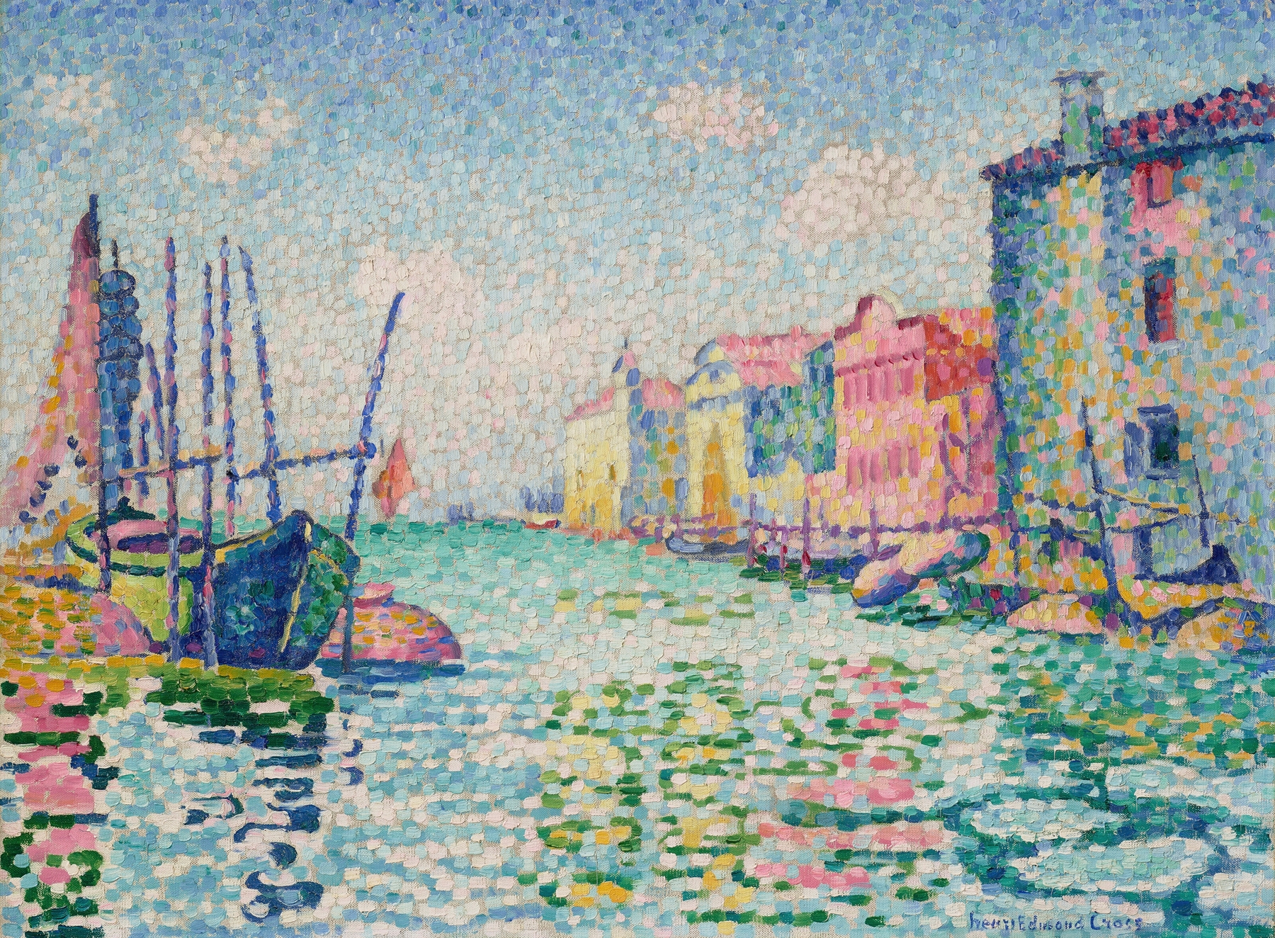 Canale Ponte Lungo by Henri-Edmond Cross, oil on canvas depicting a tranquil canal scene