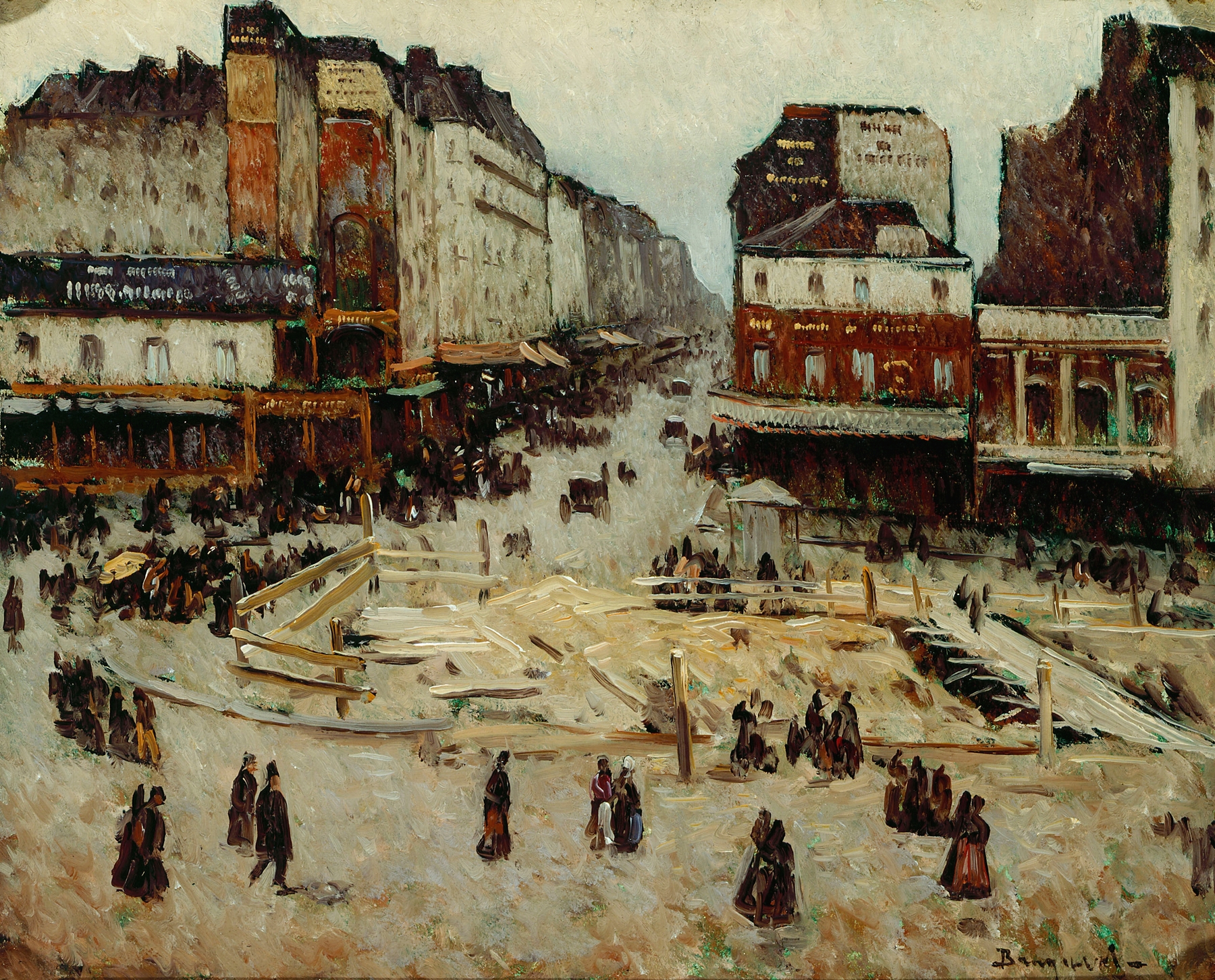Le boulevard de Rochechouart et la rue de Clignancourt (travaux du métropolitain), by Louis Braquaval, public domain