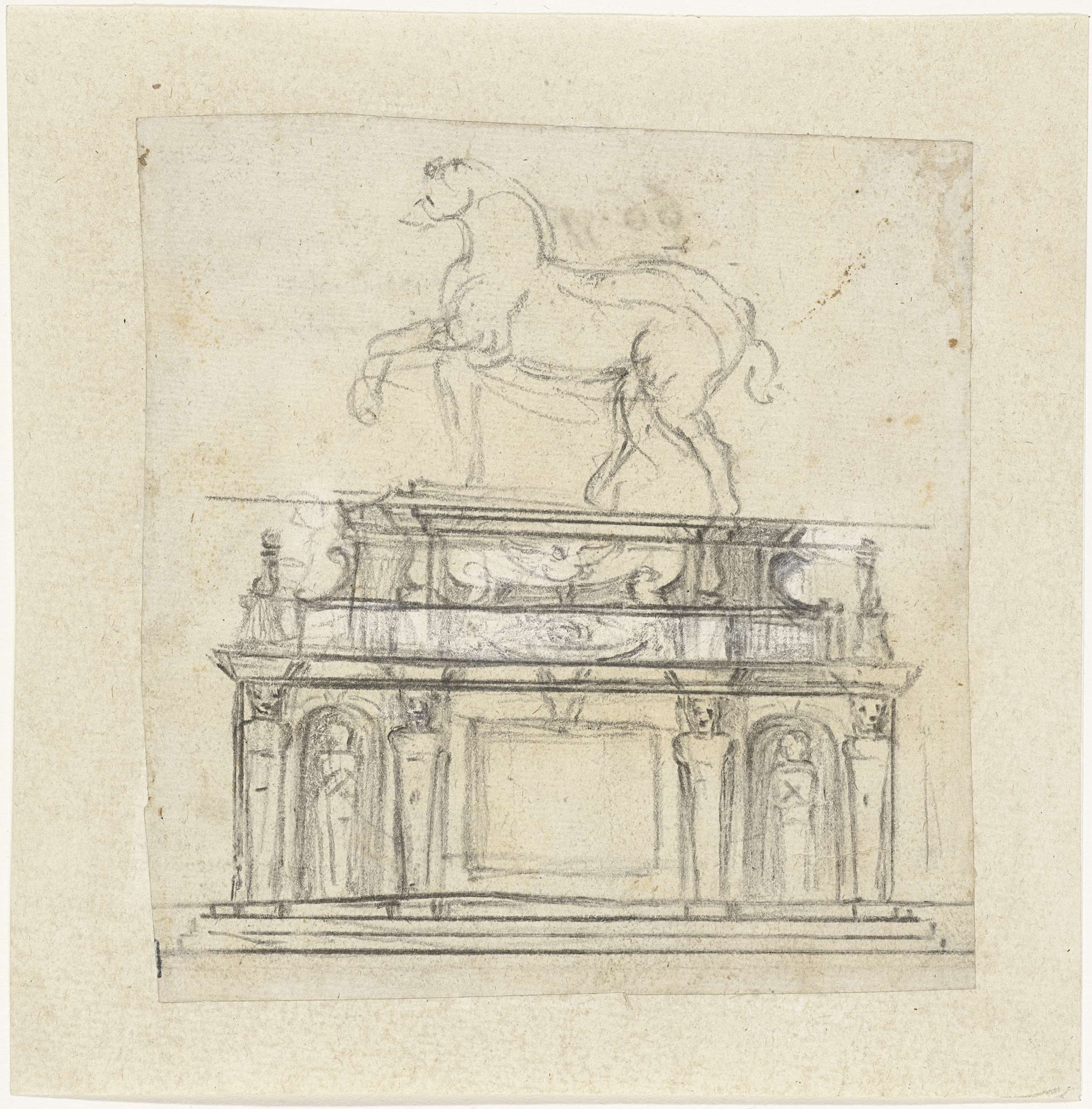 Design for an Equestrian Statue of Henry II of France, by Michelangelo, public domain