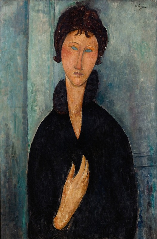 Amedeo Modigliani's 'Femme aux yeux bleus' features a striking portrait of a woman with blue eyes.