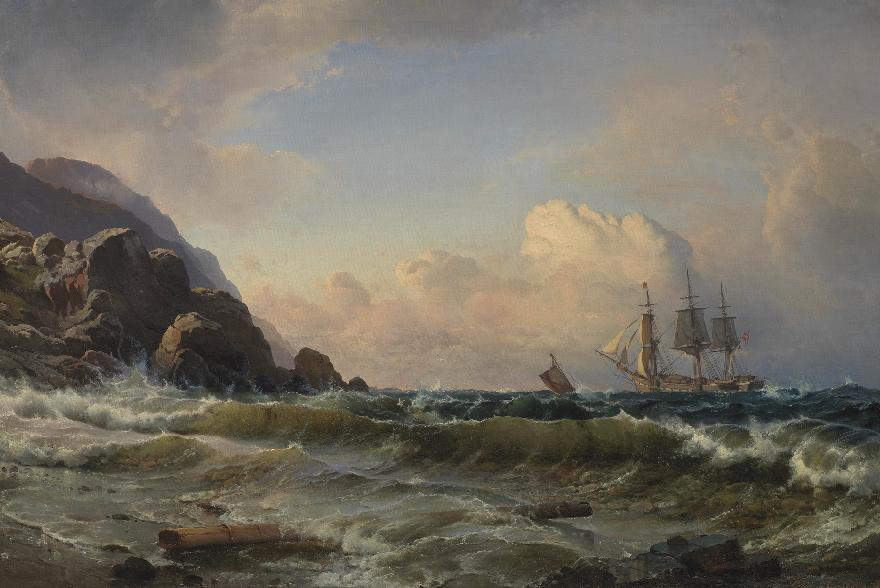 Norwegian coastline landscape by Carl Frederik Sørensen, oil painting