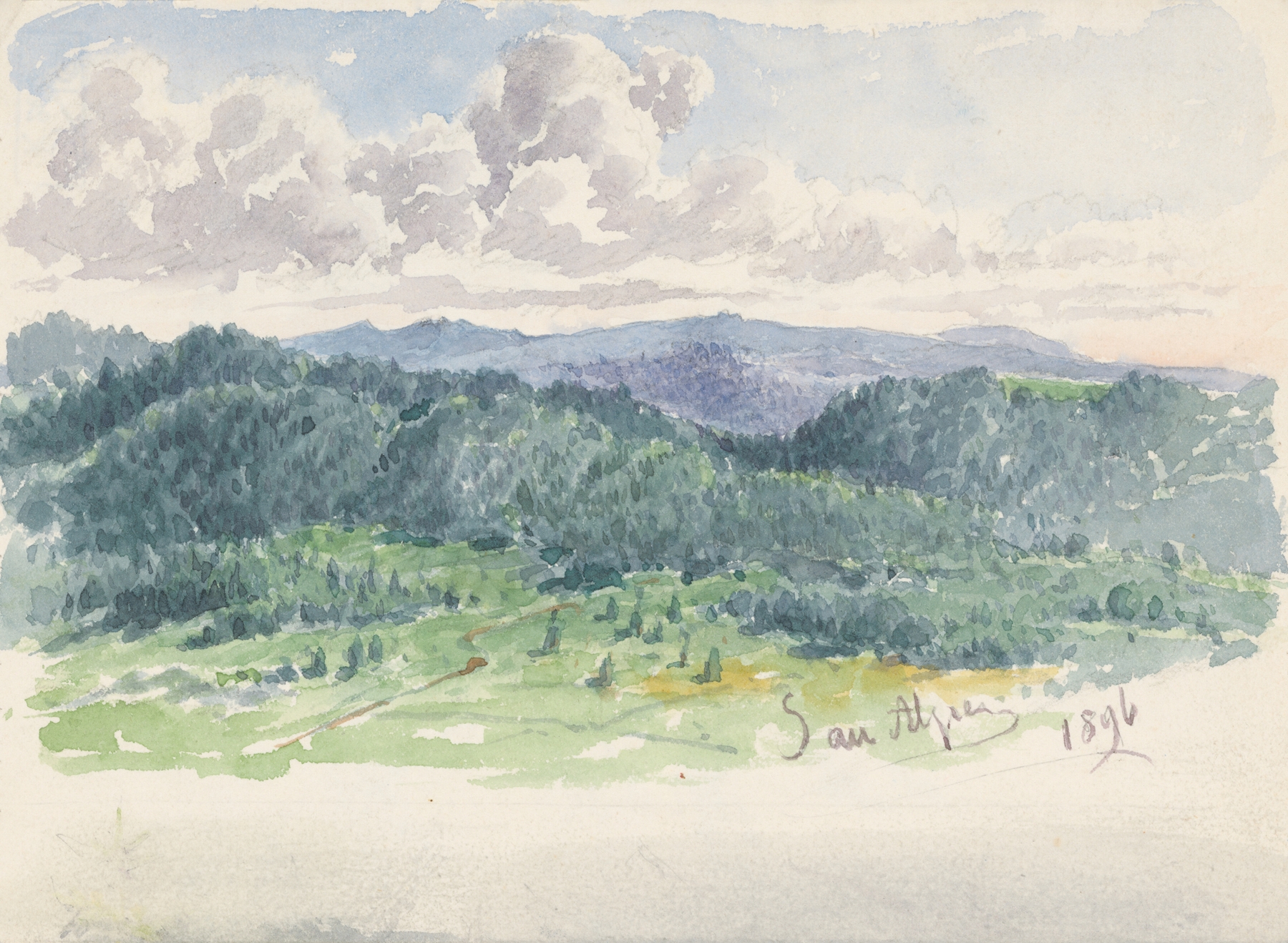 Mountain landscape oil painting by Friedrich Carl von Scheidlin