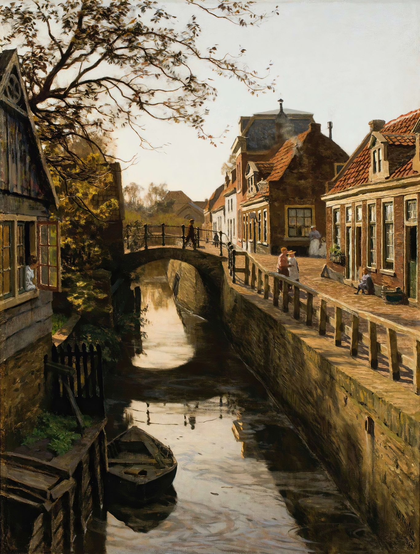 The Wegje With The Bleiswijkstraat Canal In Enkhuizen, oil on canvas by Willem Bastiaan Tholen