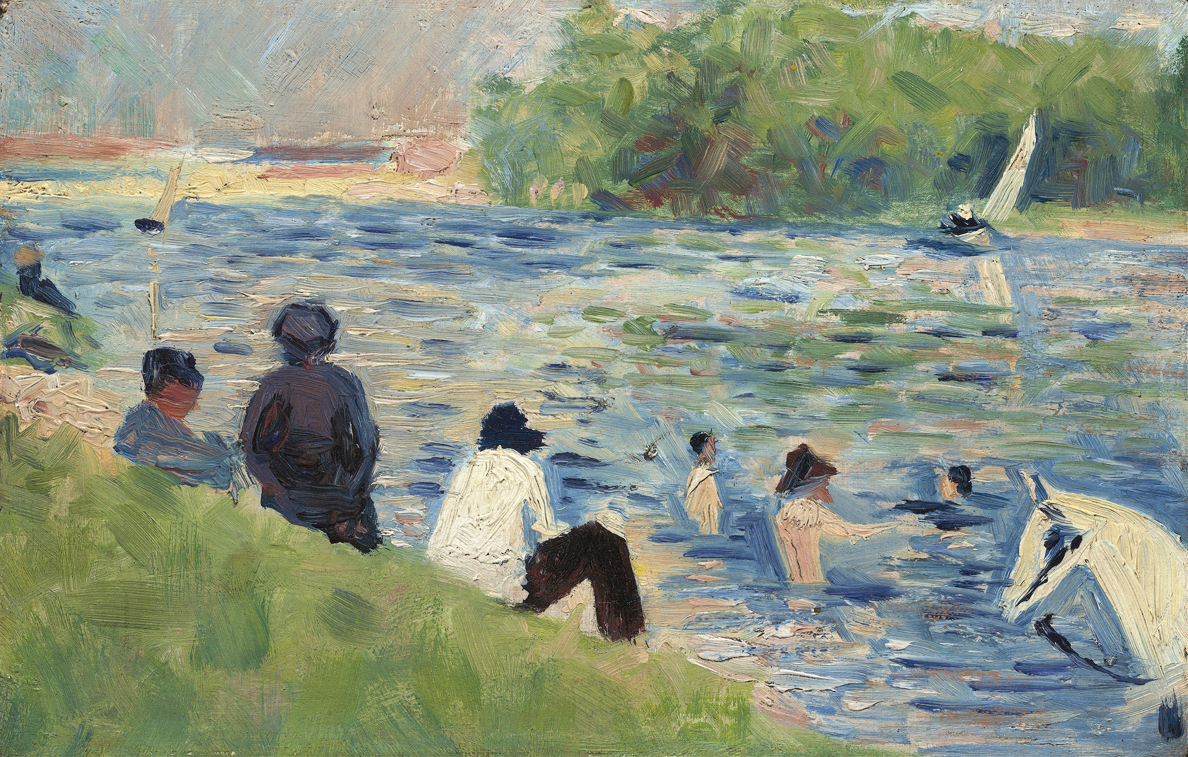 Bathers (Study for  Bathers at Asnières ), by Georges Seurat, public domain