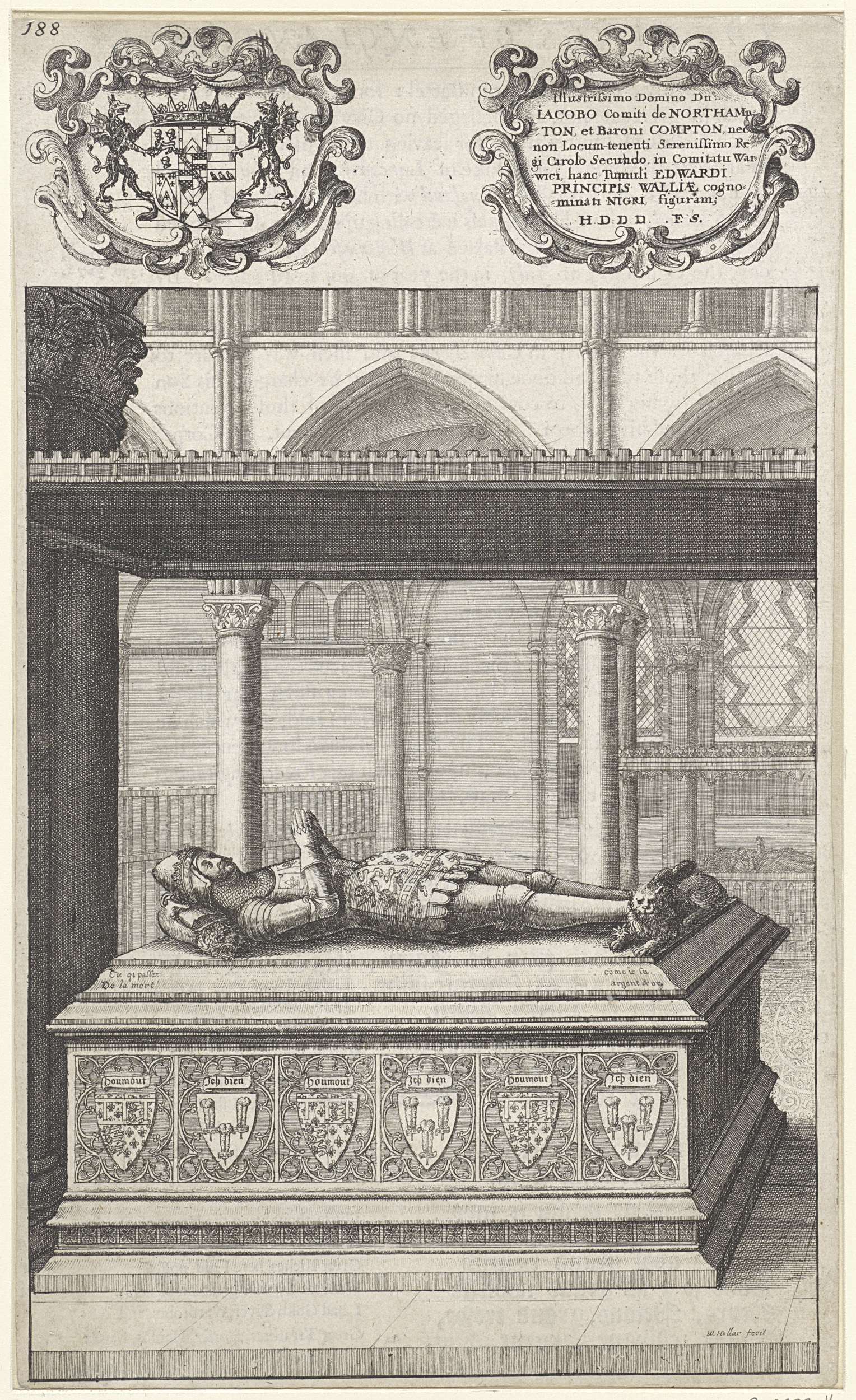 Etching by Wenceslaus Hollar depicting the tomb of Eduard van Woodstock
