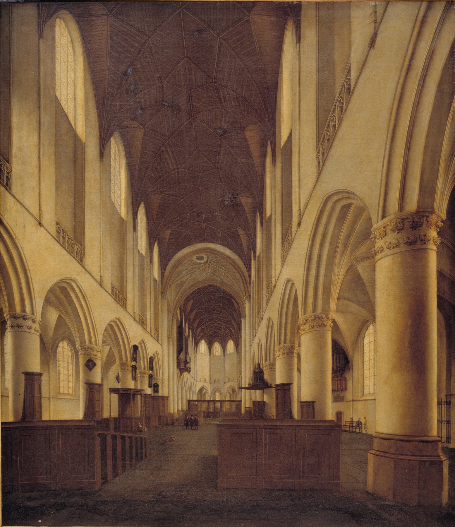 Interior of St Bavo Church in Haarlem, oil on canvas by Isaak van Nickelen