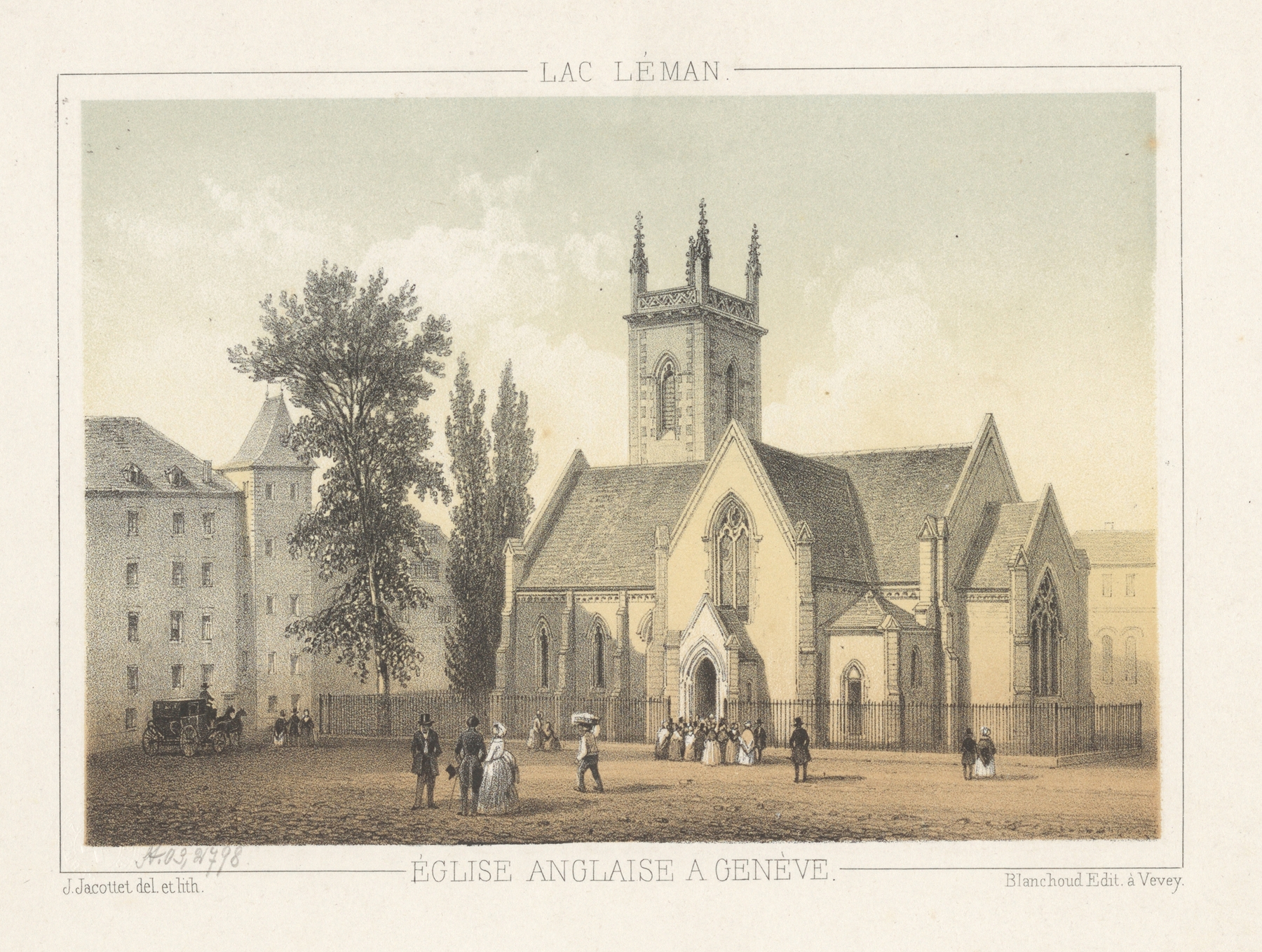 Gothic architecture of Église Anglaise a Genève by Jean Jacottet