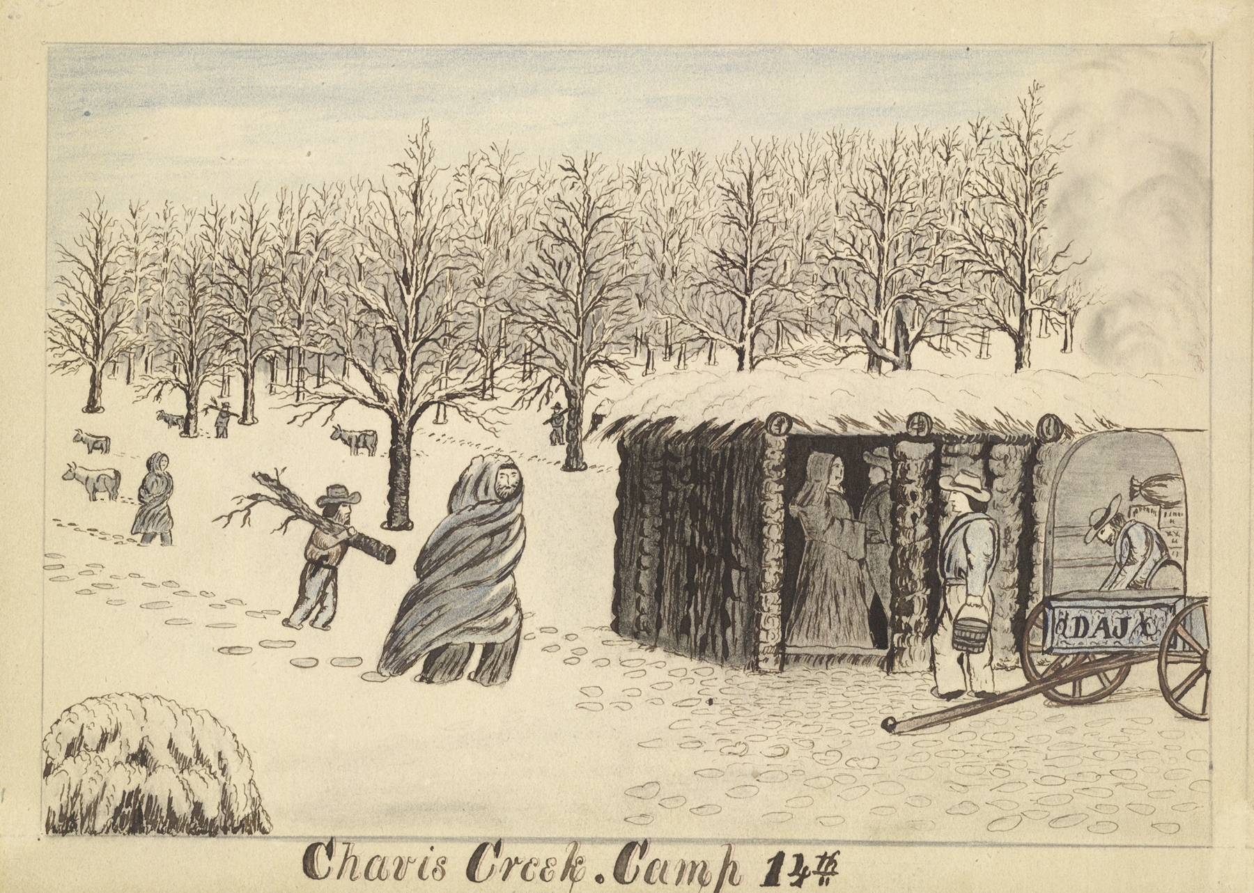Landscape depicting a gentle stream at Chavis Creek by Daniel A. Jenks, 1859